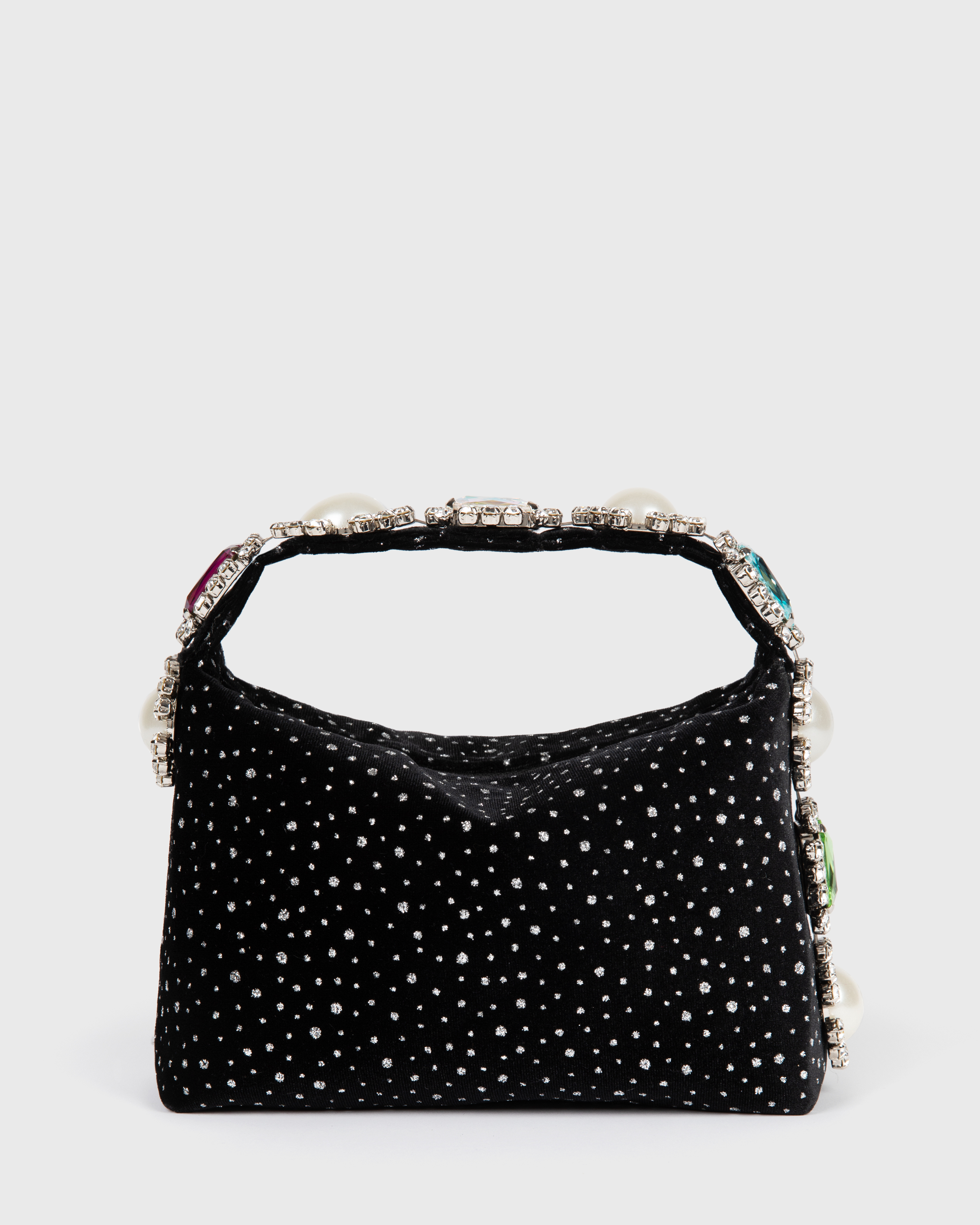 Black Velvet Crystal Hobo Bag