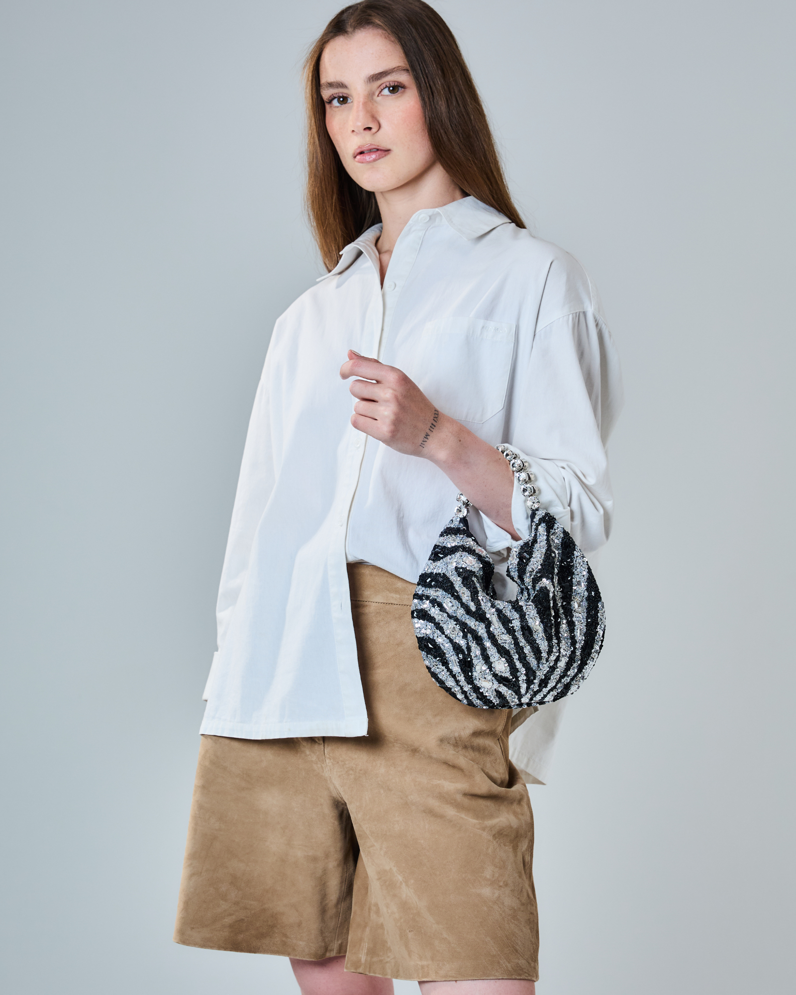 Zebra Sequins Hobo Bag