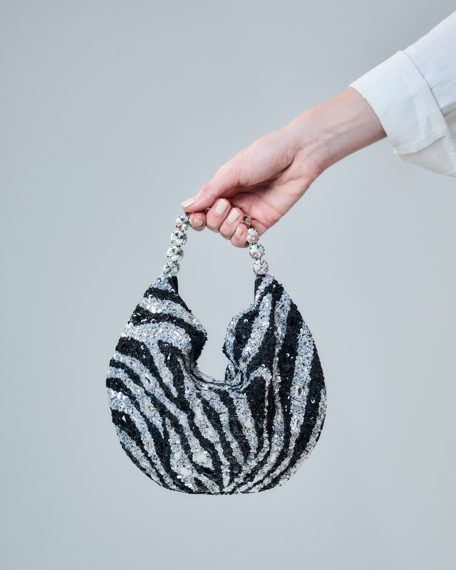 Zebra Sequins Hobo Bag
