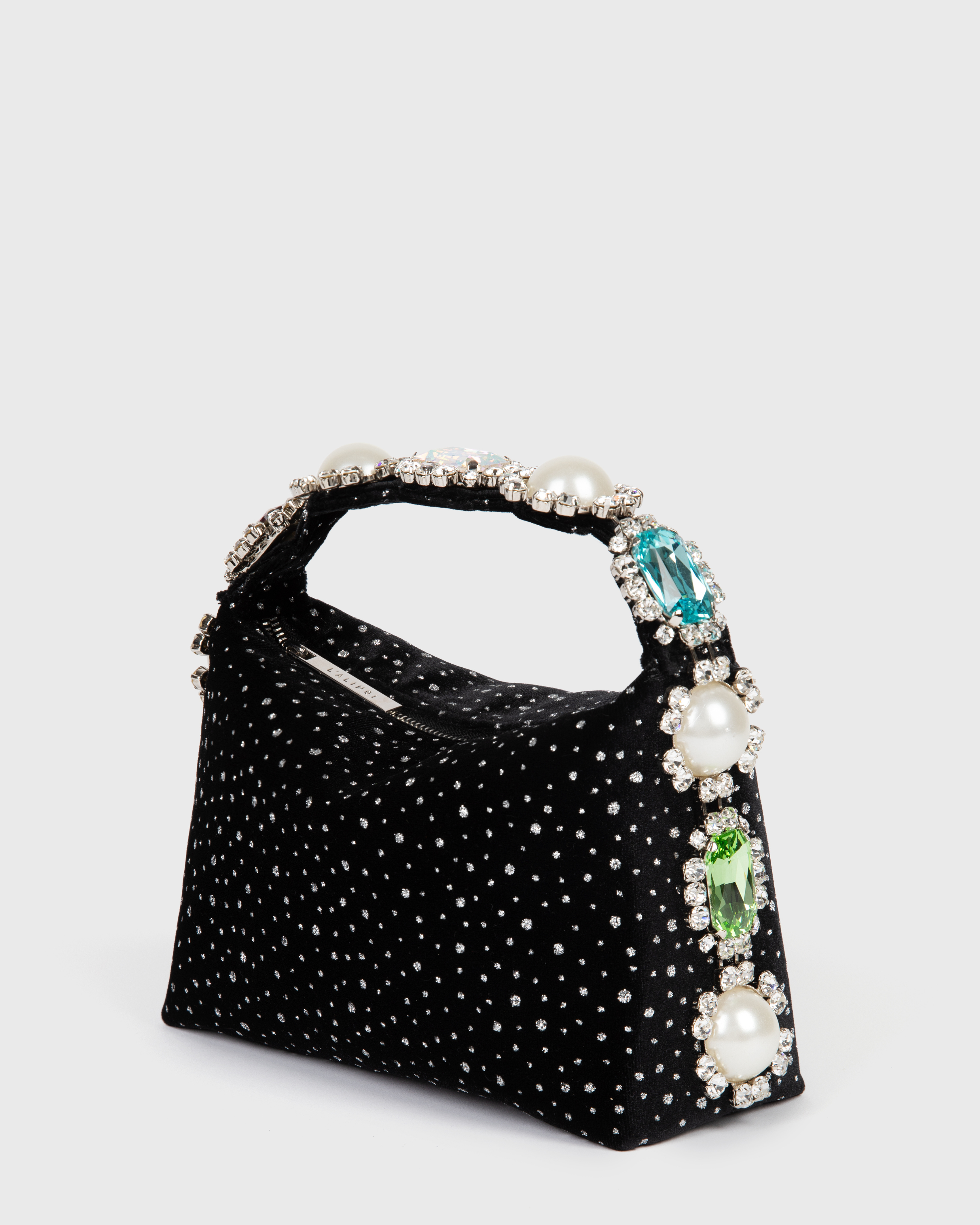 Black Velvet Crystal Hobo Bag