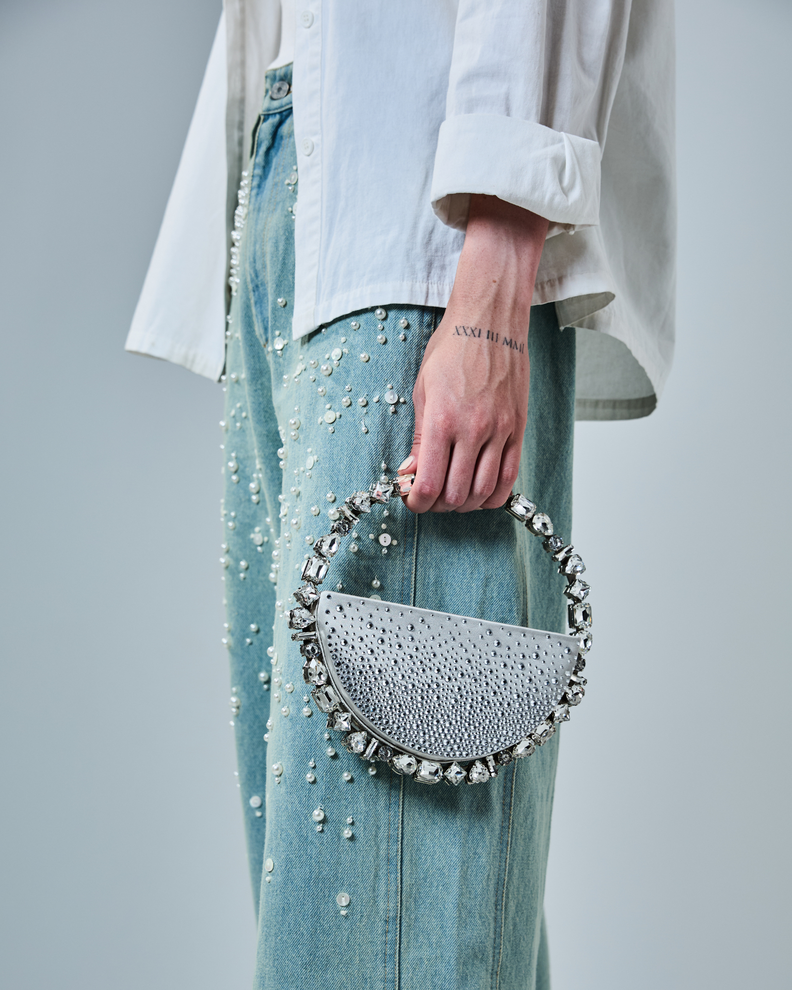 Silver Hotfix Taliya Eternity Clutch