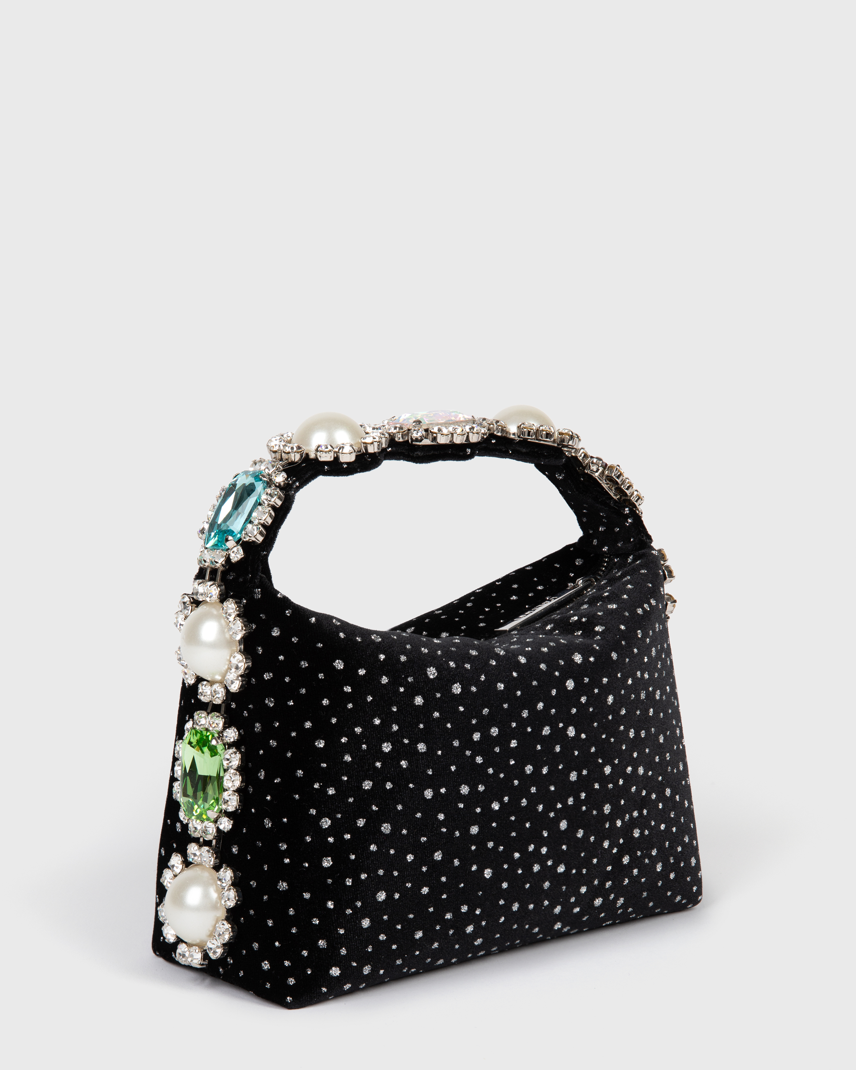Black Velvet Crystal Hobo Bag
