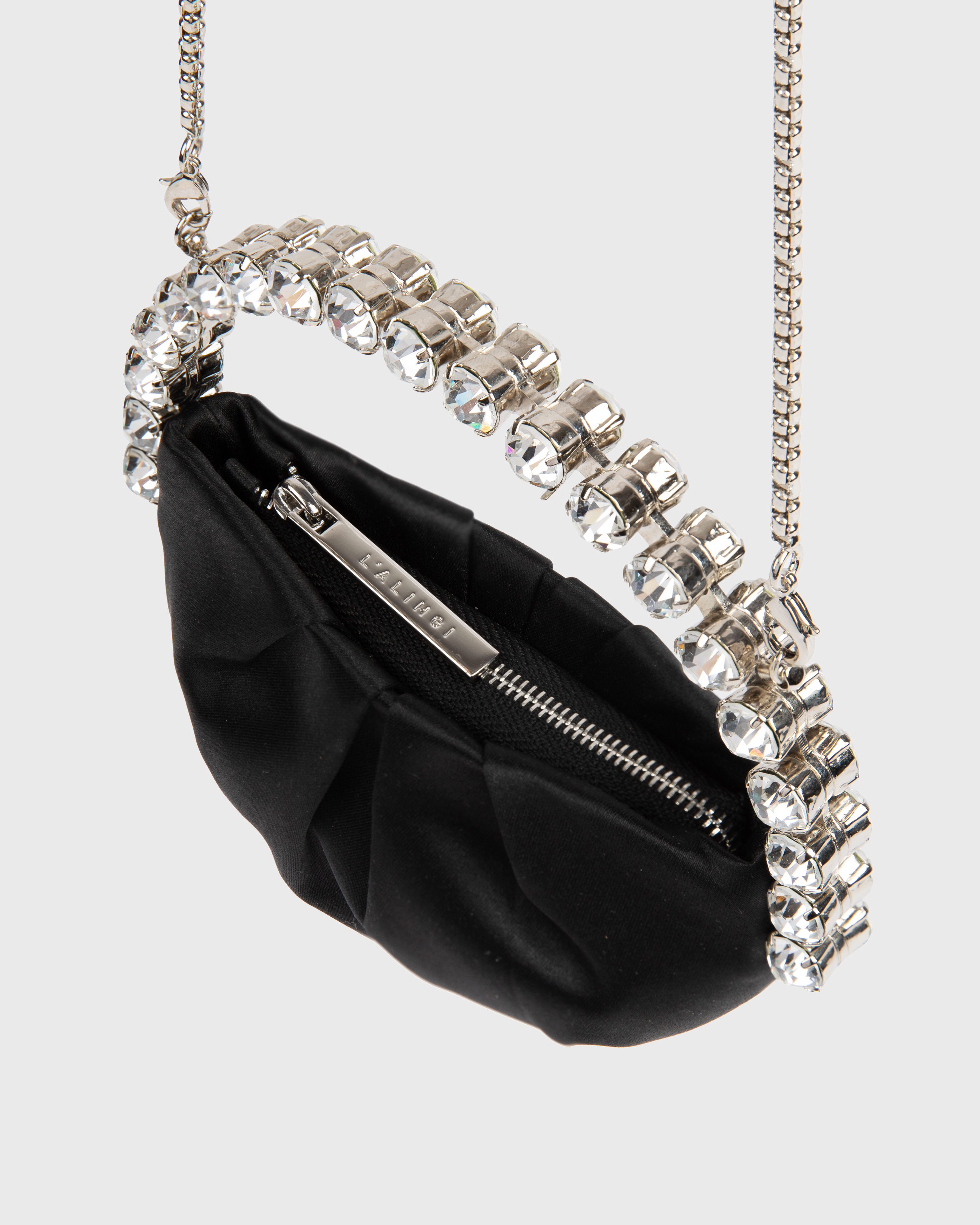 Black Satin Micro Eternity Clutch