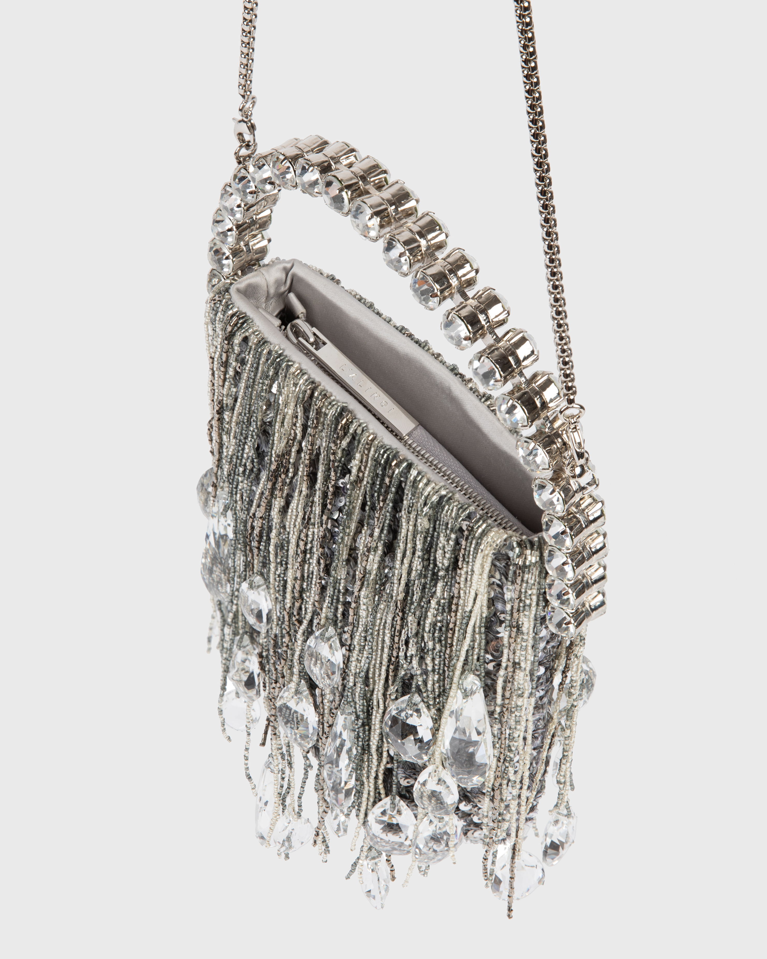 Silver Crystals Micro Fringe Eternity Pouch