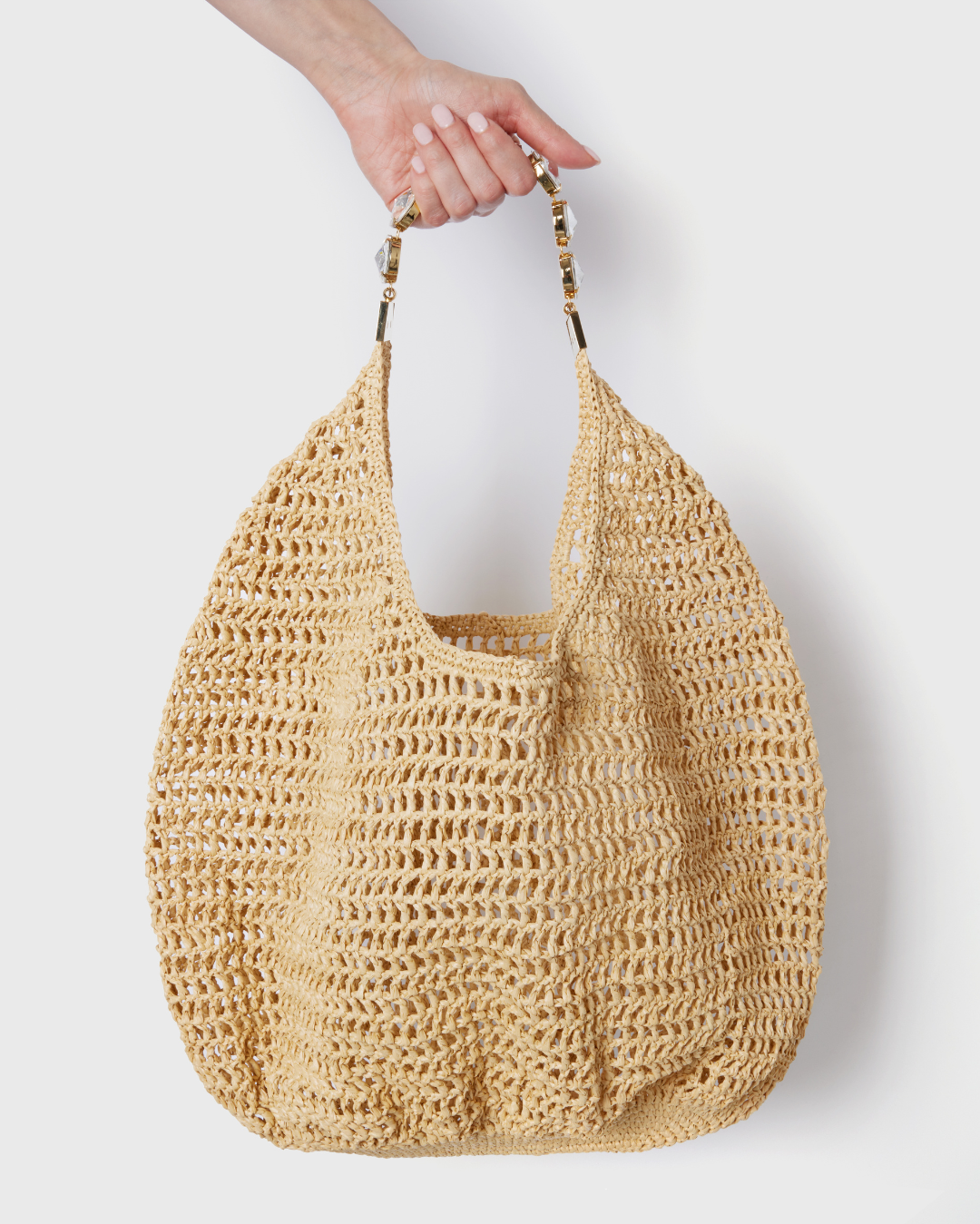 Large Khaki Crochet Tote Bag