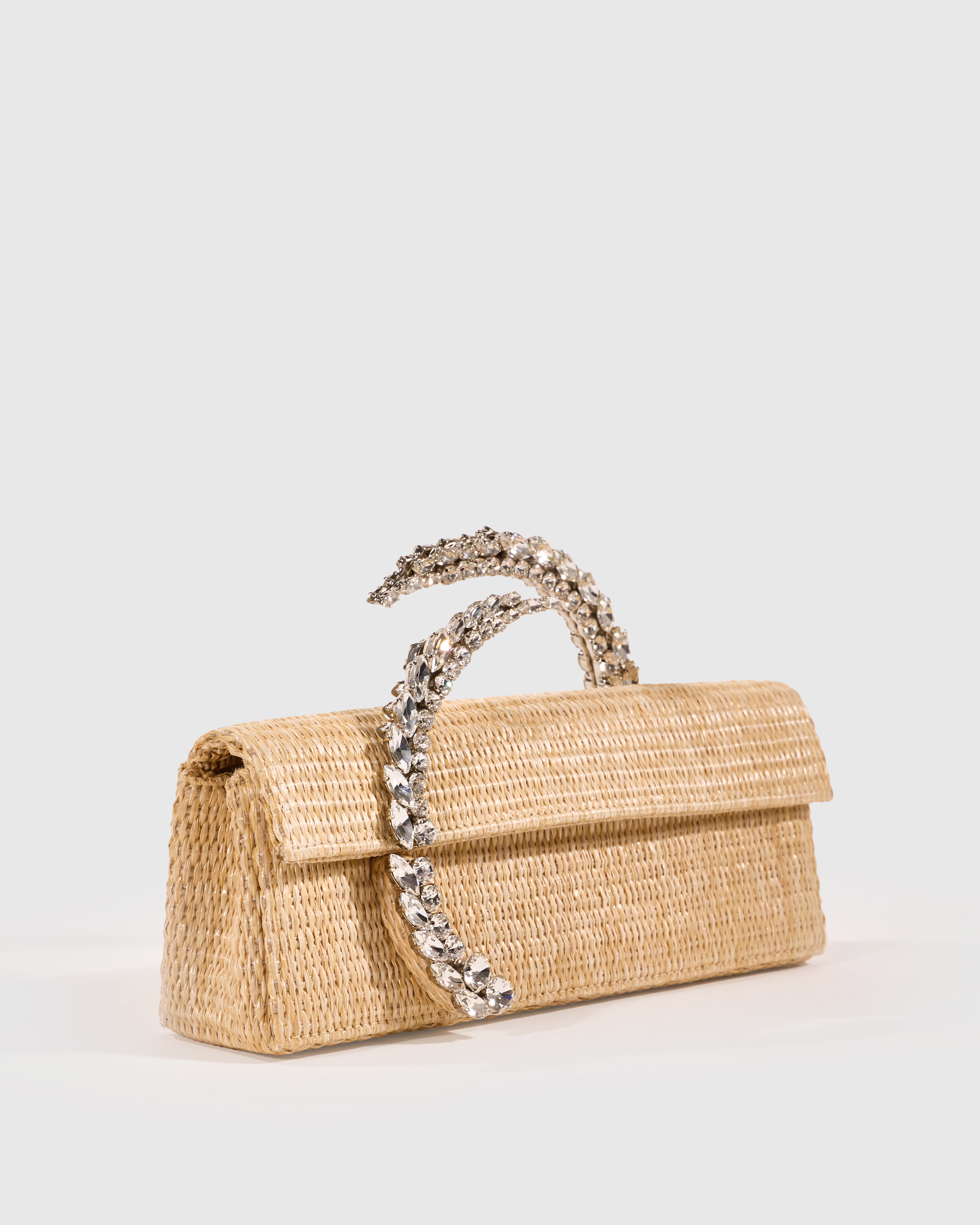 Raffia Baguette Karma Clutch