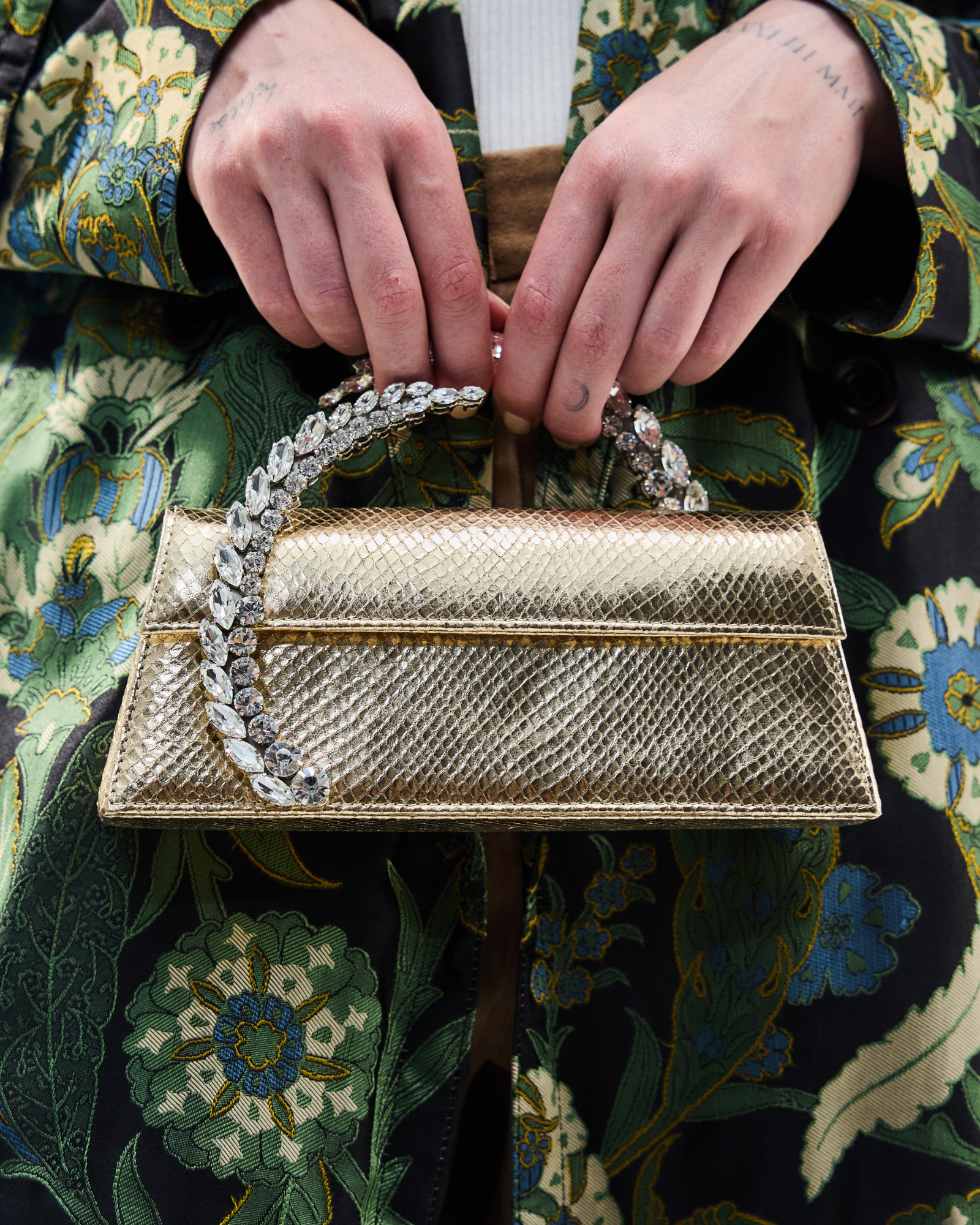 Gold Embossed Karma Clutch