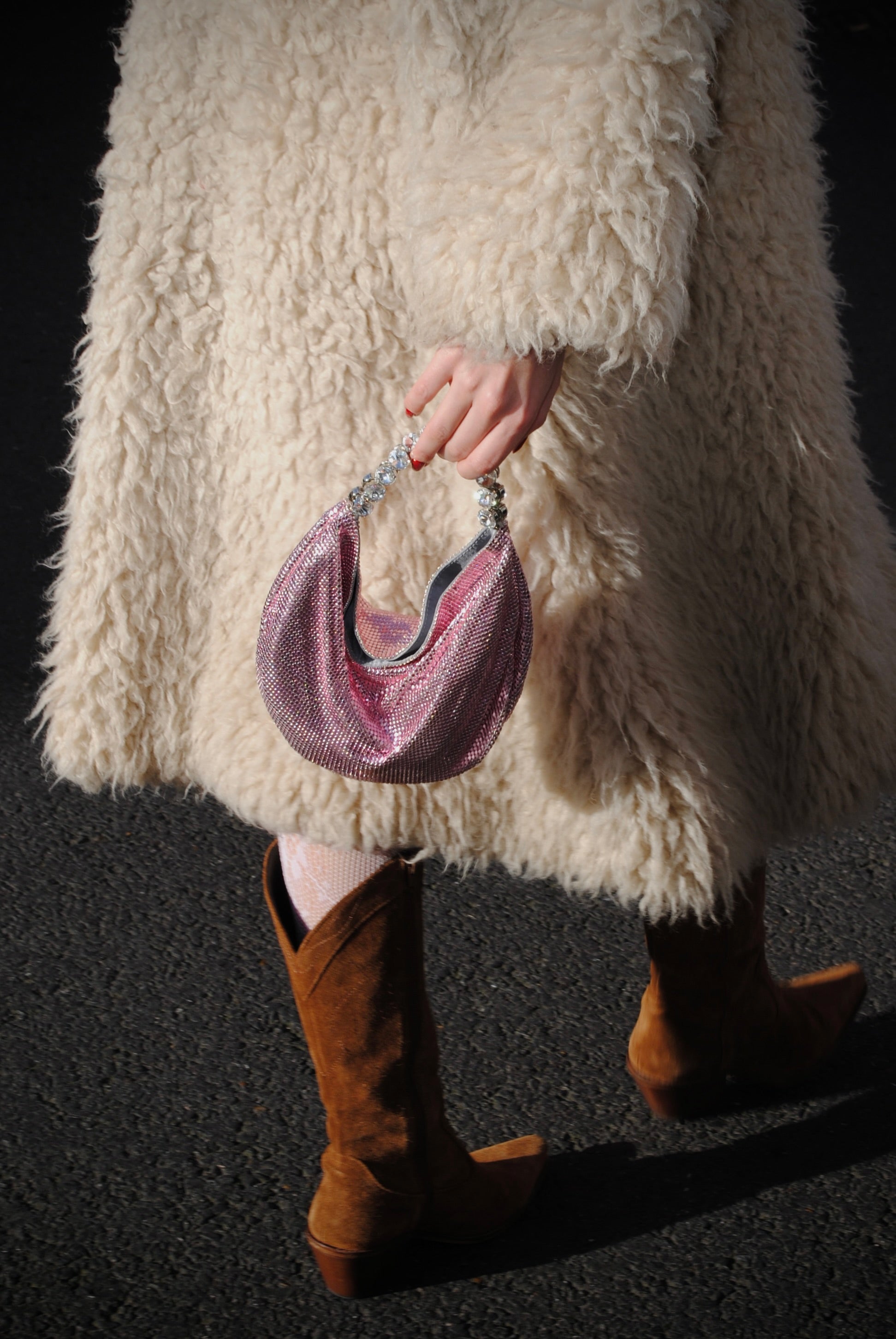 Pink Chainmail Hobo Bag