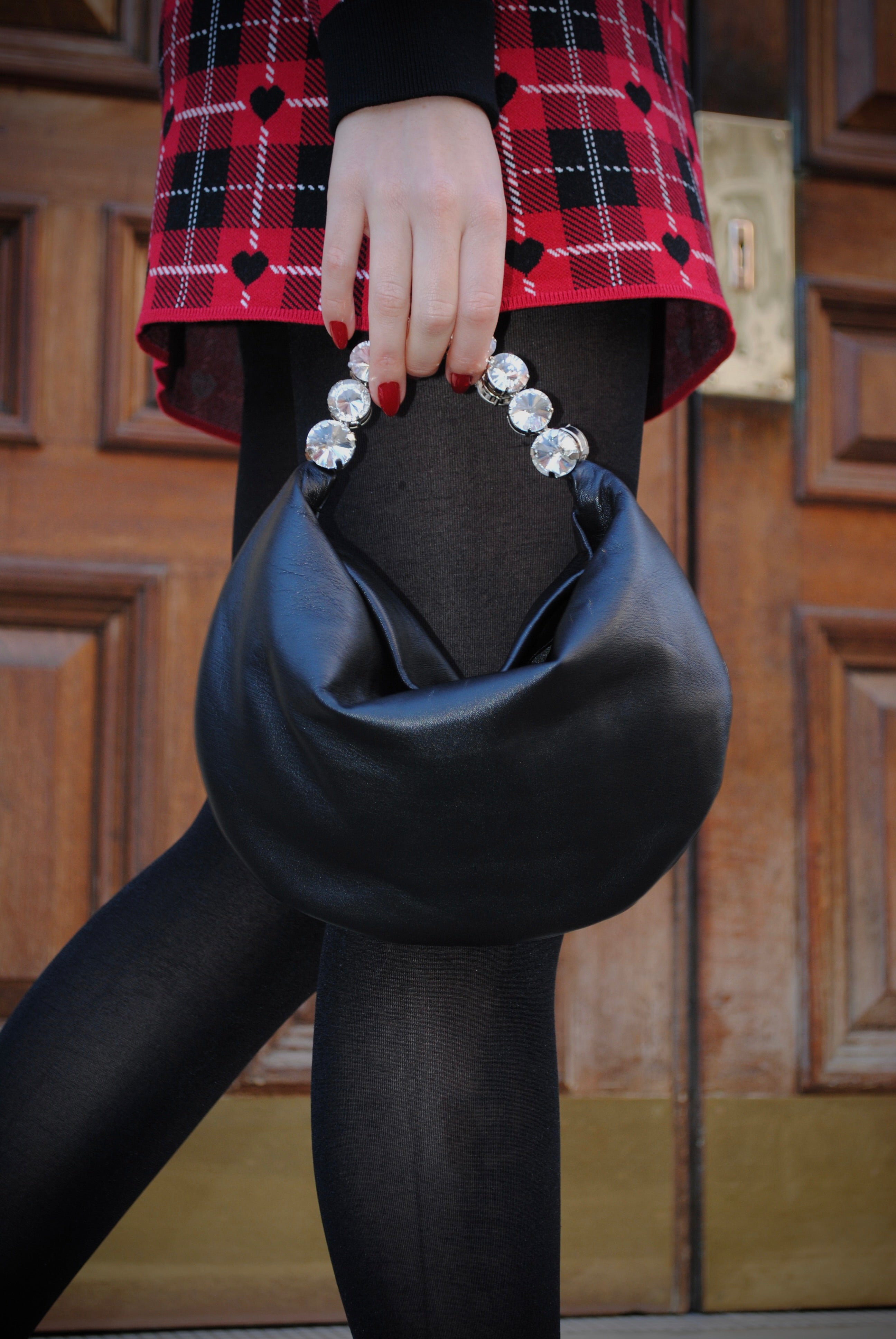 Black Leather Hobo Bag