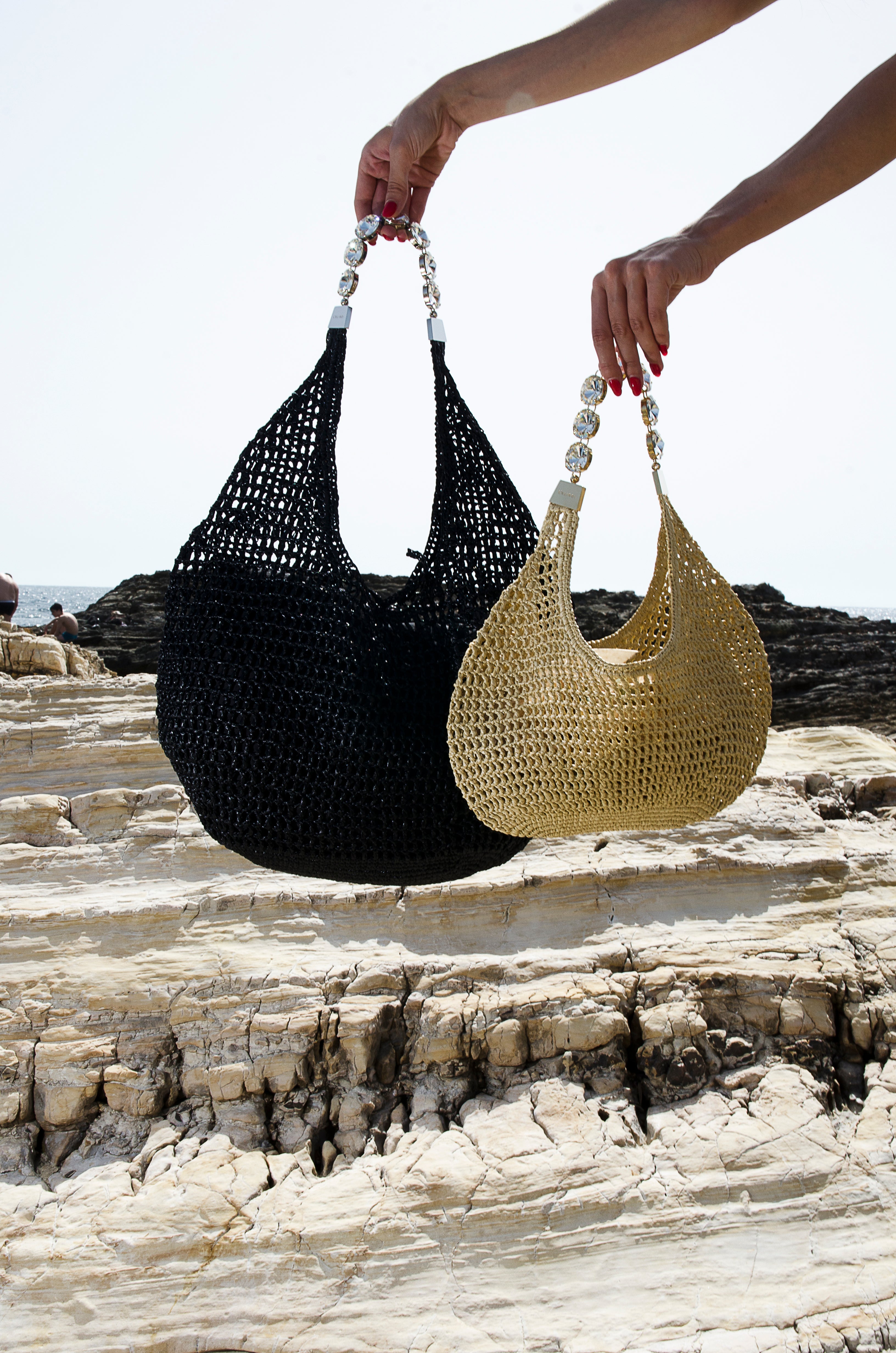 Large Black Crochet Tote Bag