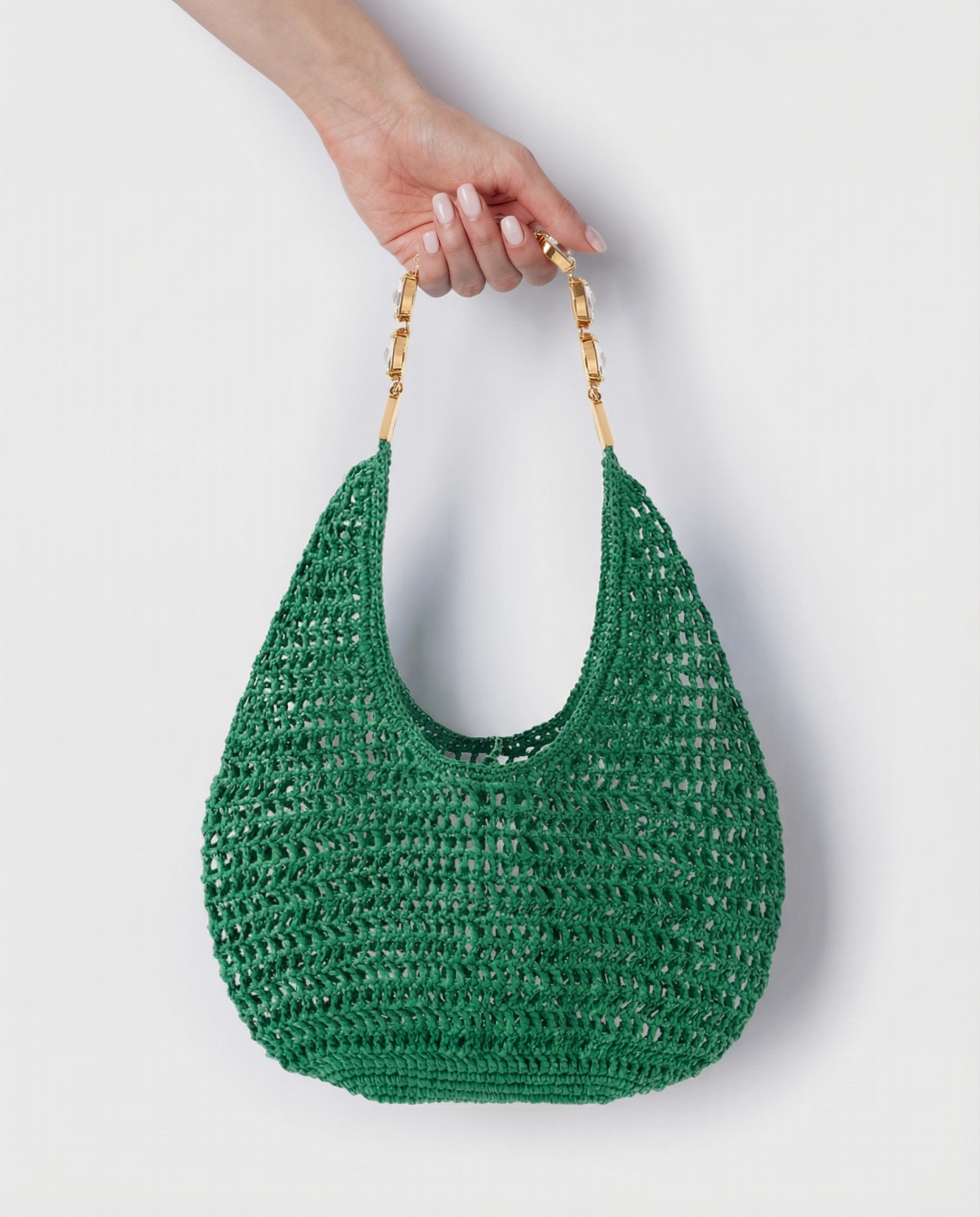Green Crochet Tote Bag