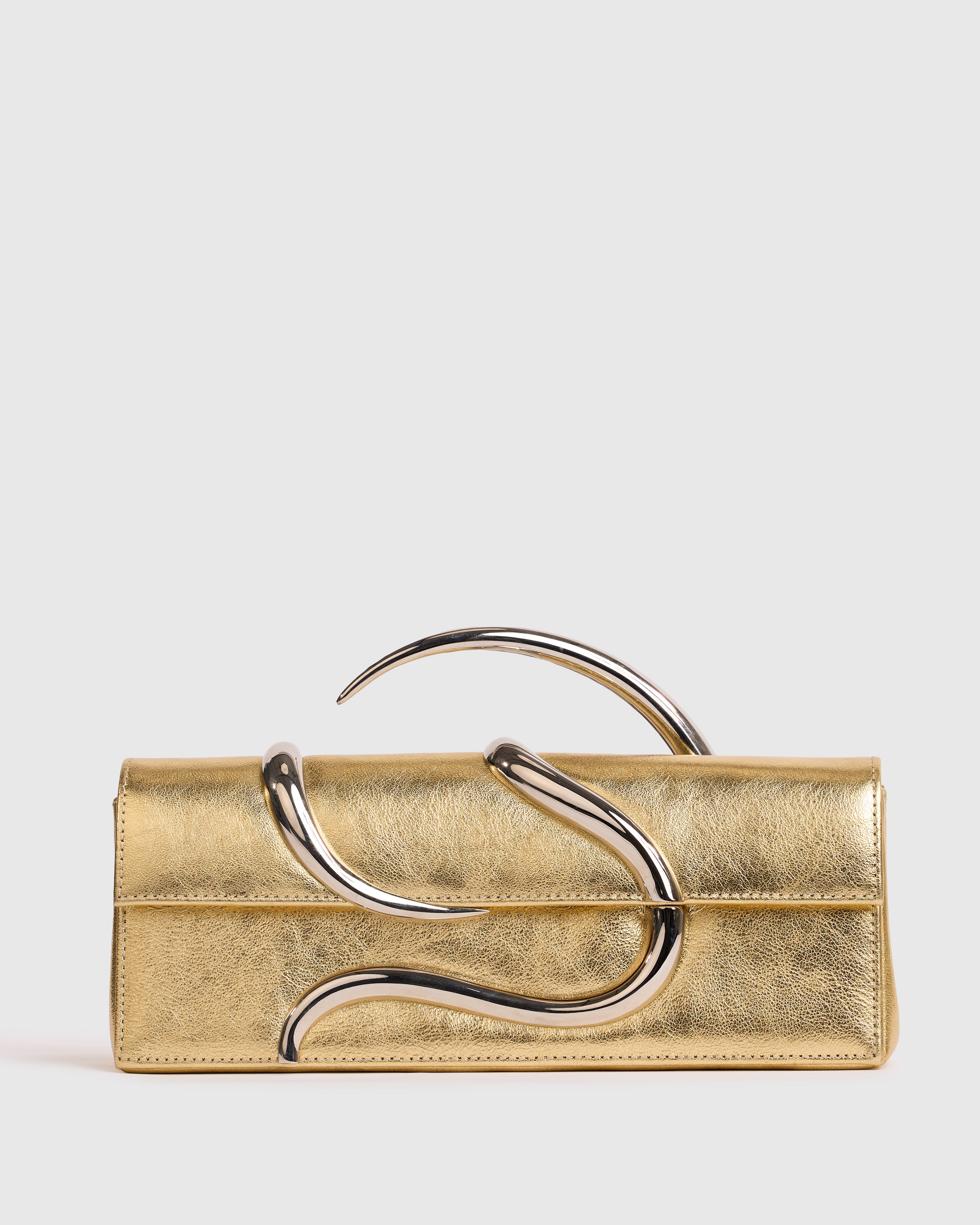 Gold Aura Baguette Clutch