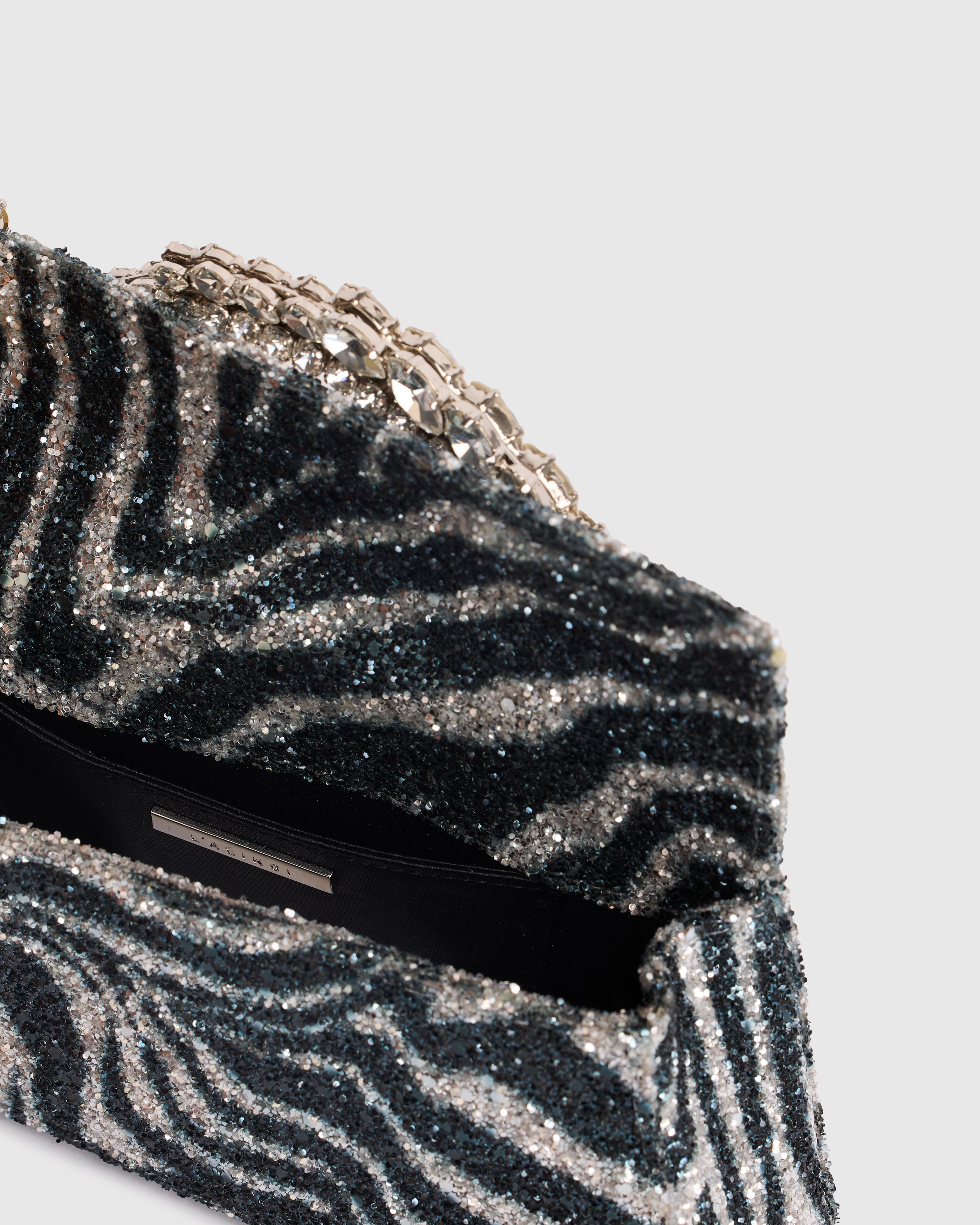 Zebra Glitter Karma Clutch
