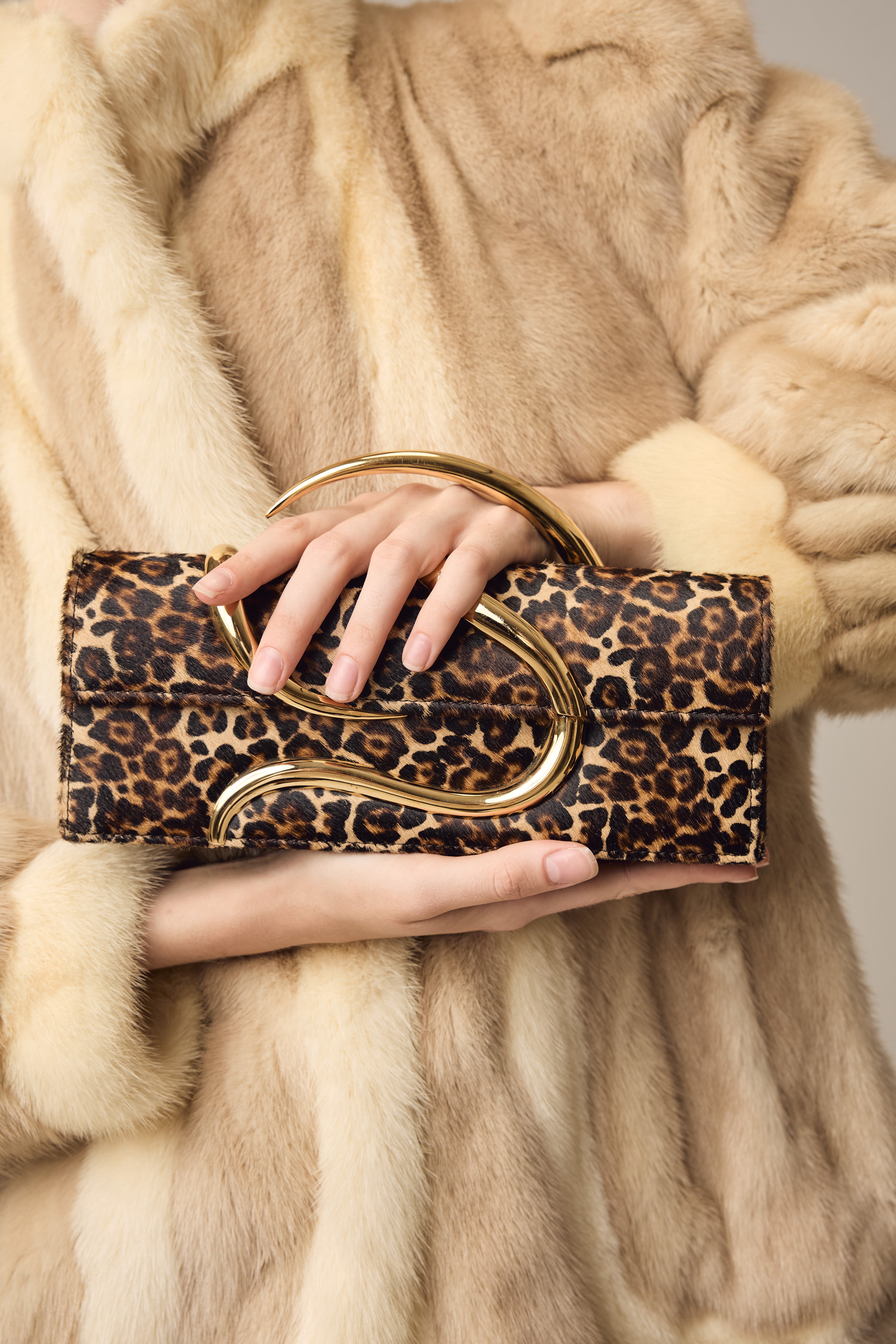 Leopard Aura Baguette Clutch