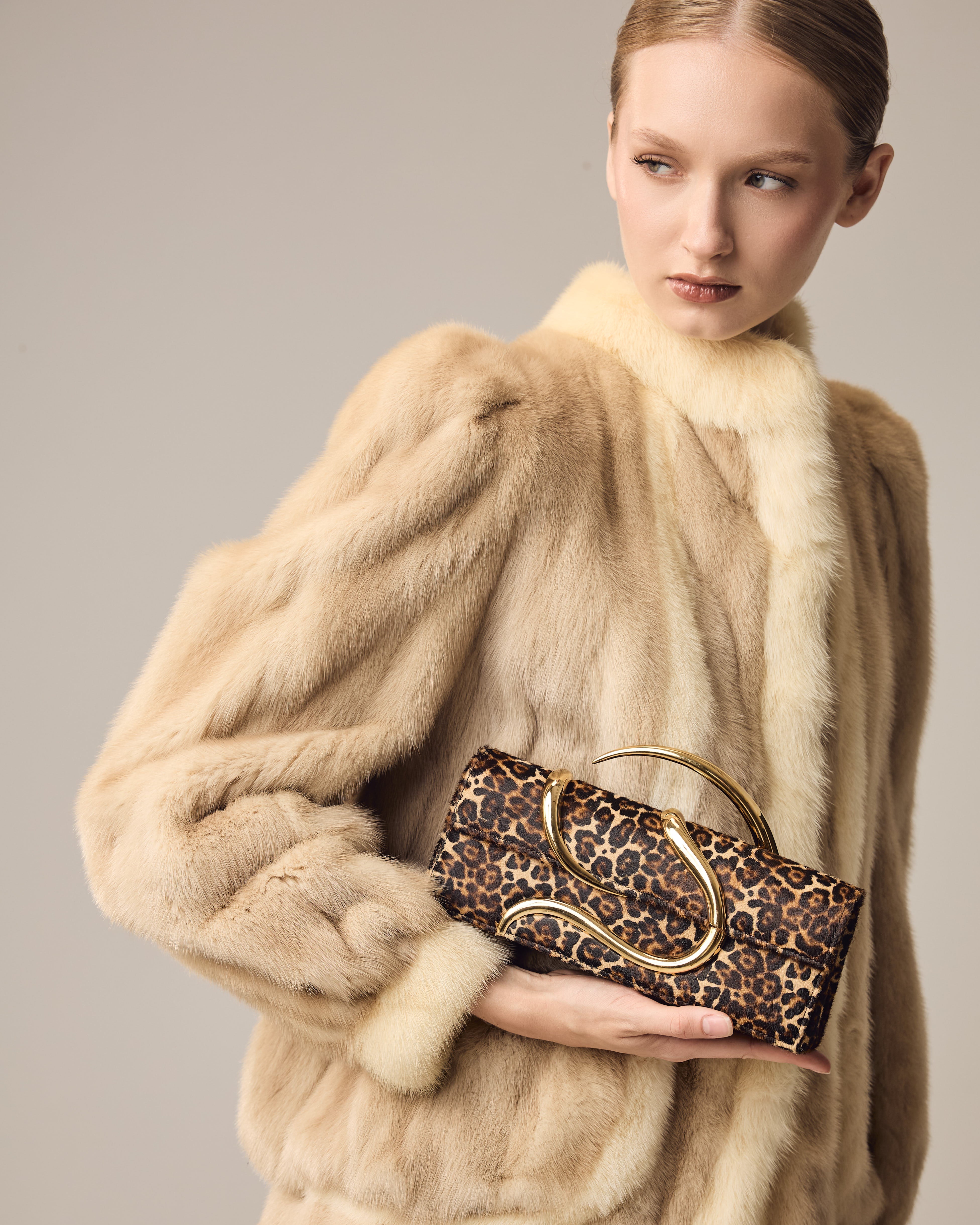 Leopard Aura Baguette Clutch