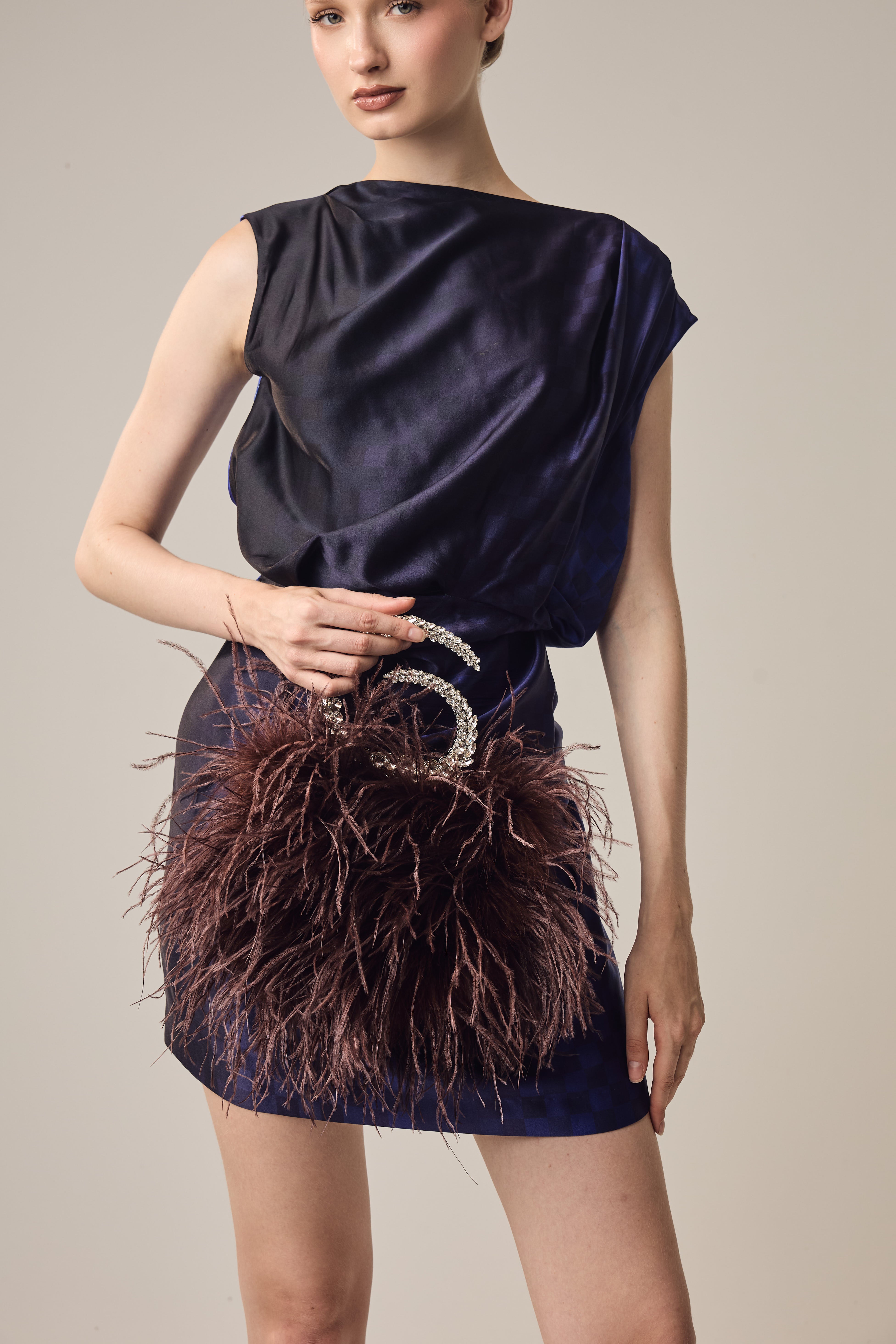 Brown Karma Feather Pouch