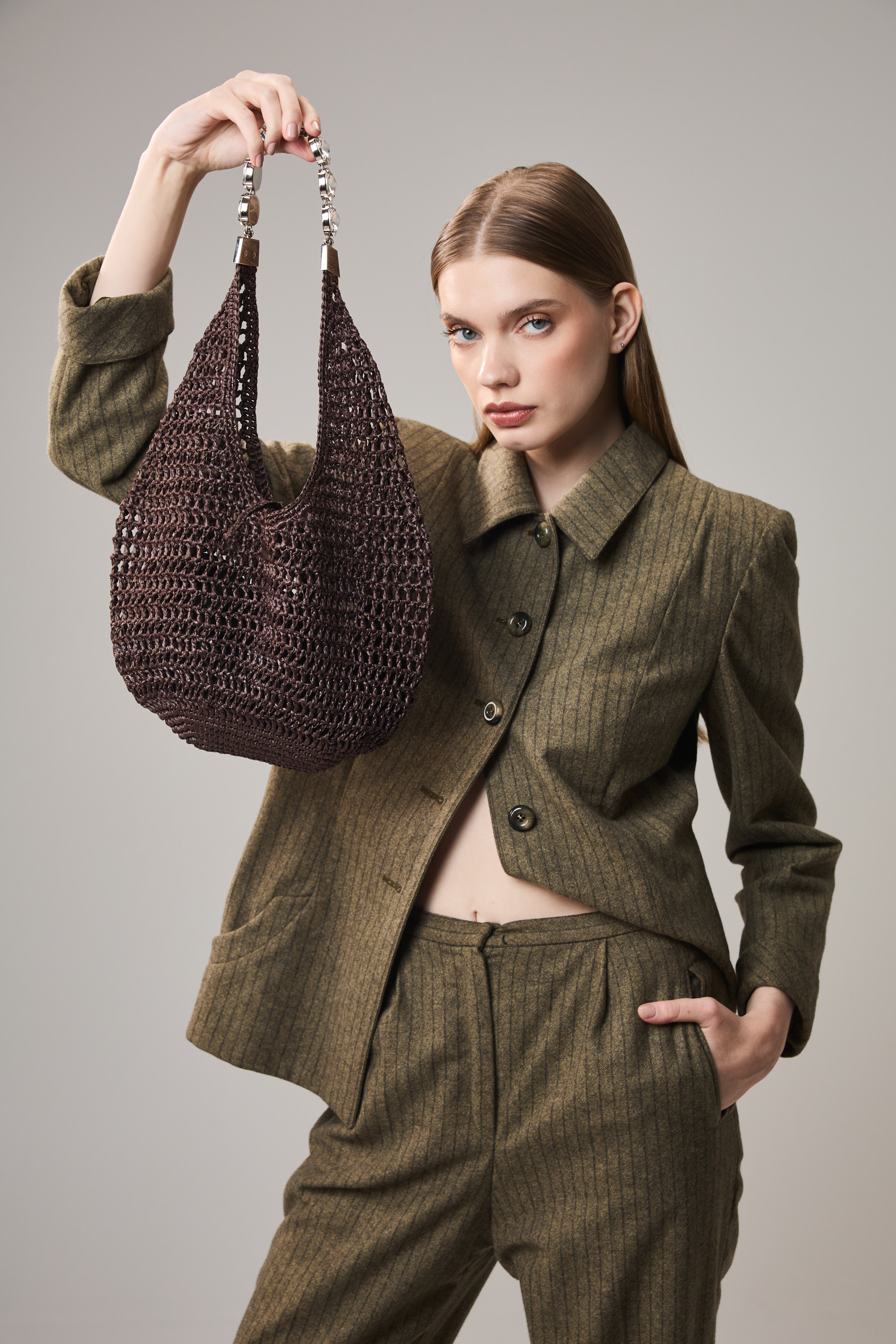 Brown Crochet Tote Bag