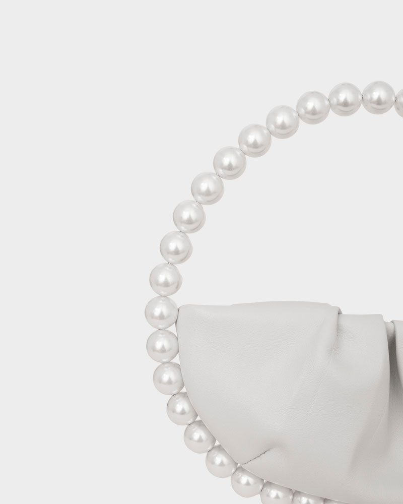 L'alingi London Pearl White Leather Luxury Clutch