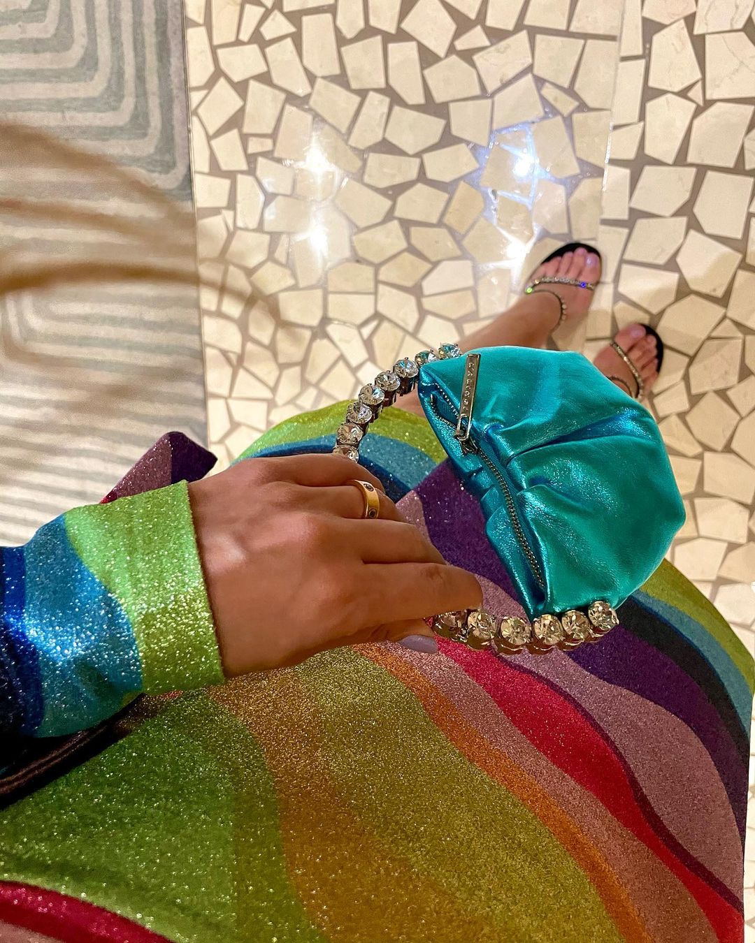 Blue Metallic Micro Eternity Clutch