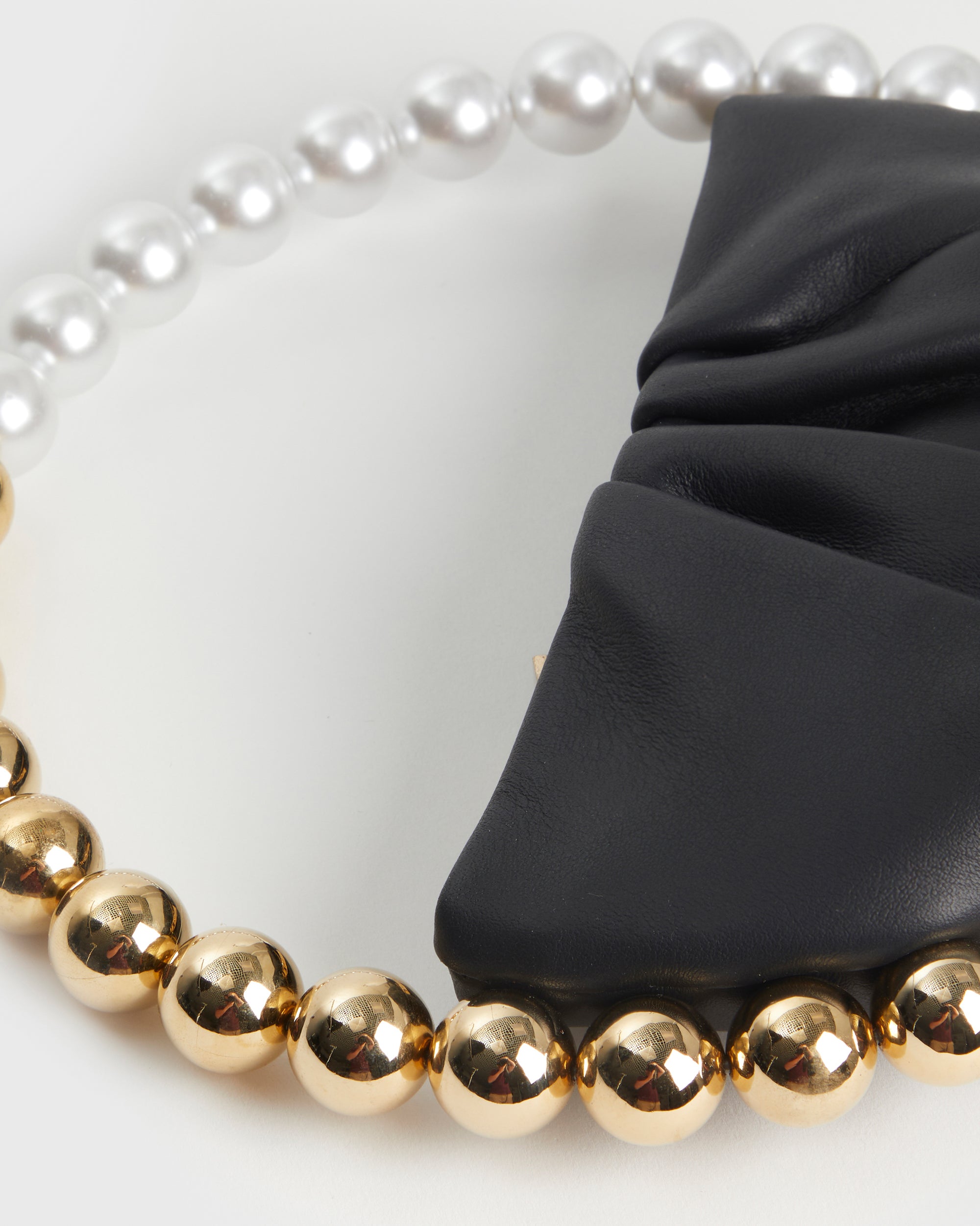 Black Gold & Pearl Band Clutch