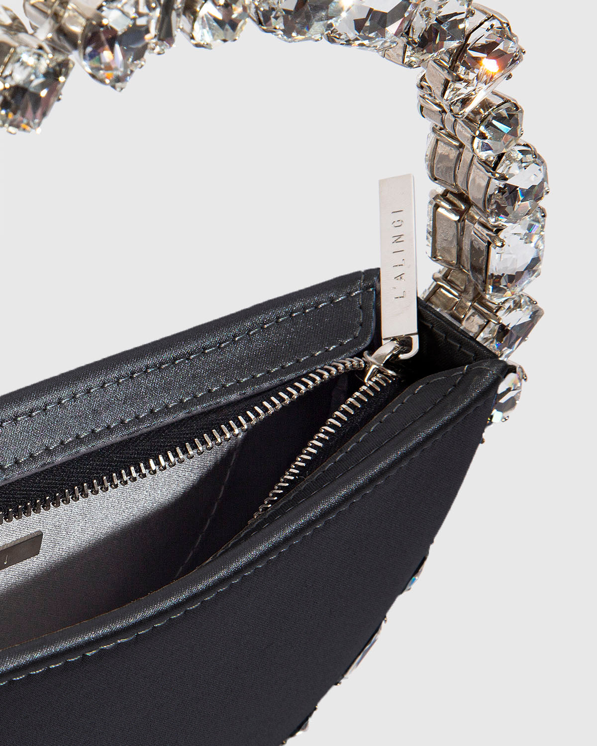 L'alingi London Multi Eternity Black Luxury Clutch with Swarovski stones