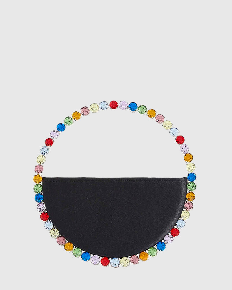 L'alingi London Eternity Black Luxury Clutch with Rainbow Swarovski stones