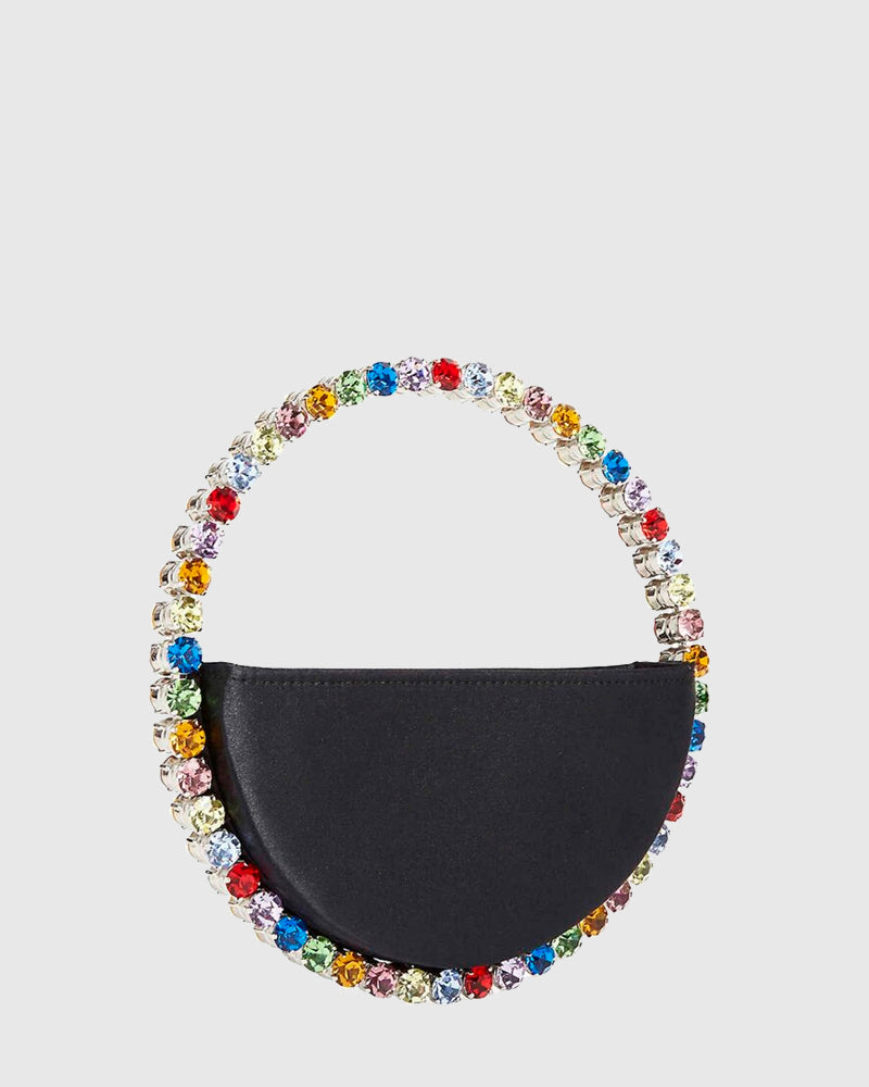 L'alingi London Eternity Black Luxury Clutch with Rainbow Swarovski stones
