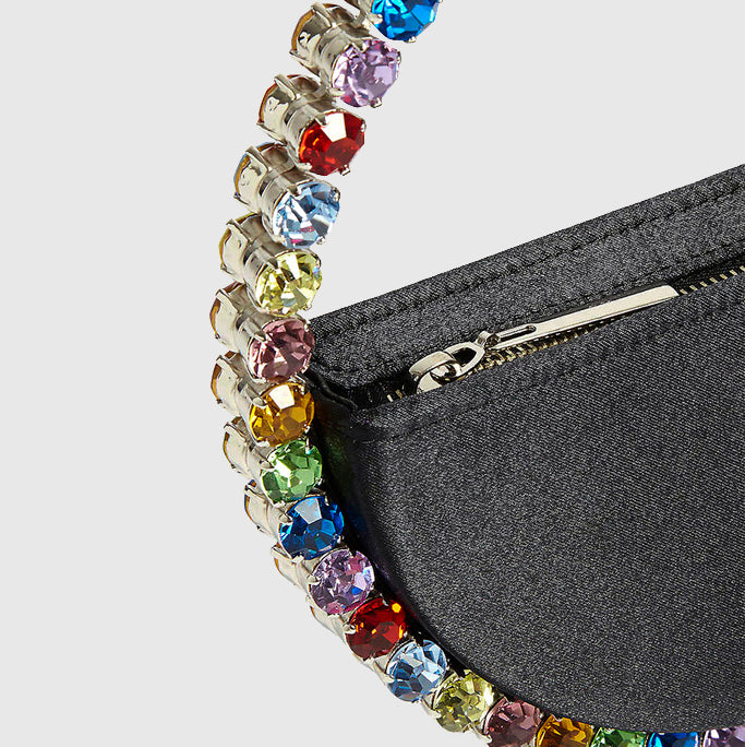 L'alingi London Eternity Black Luxury Clutch with Rainbow Swarovski stones