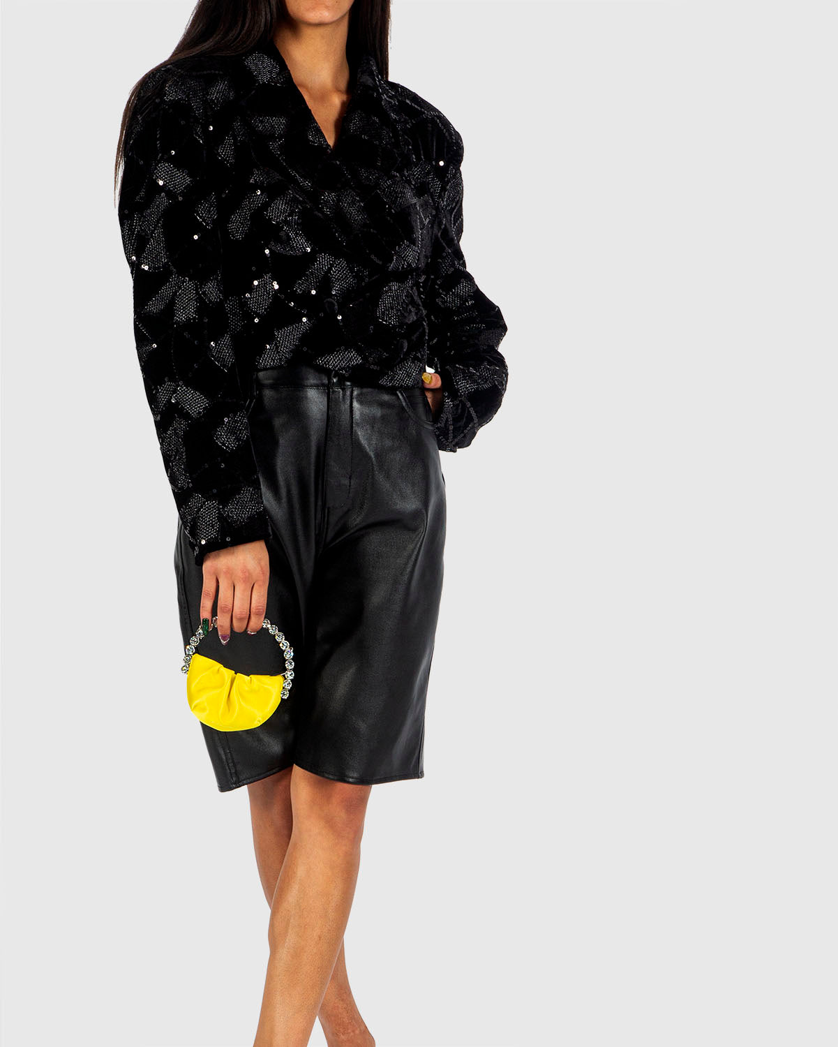 L'alingi London Yellow Satin Micro Eternity Luxury Clutch with Swarovski stones