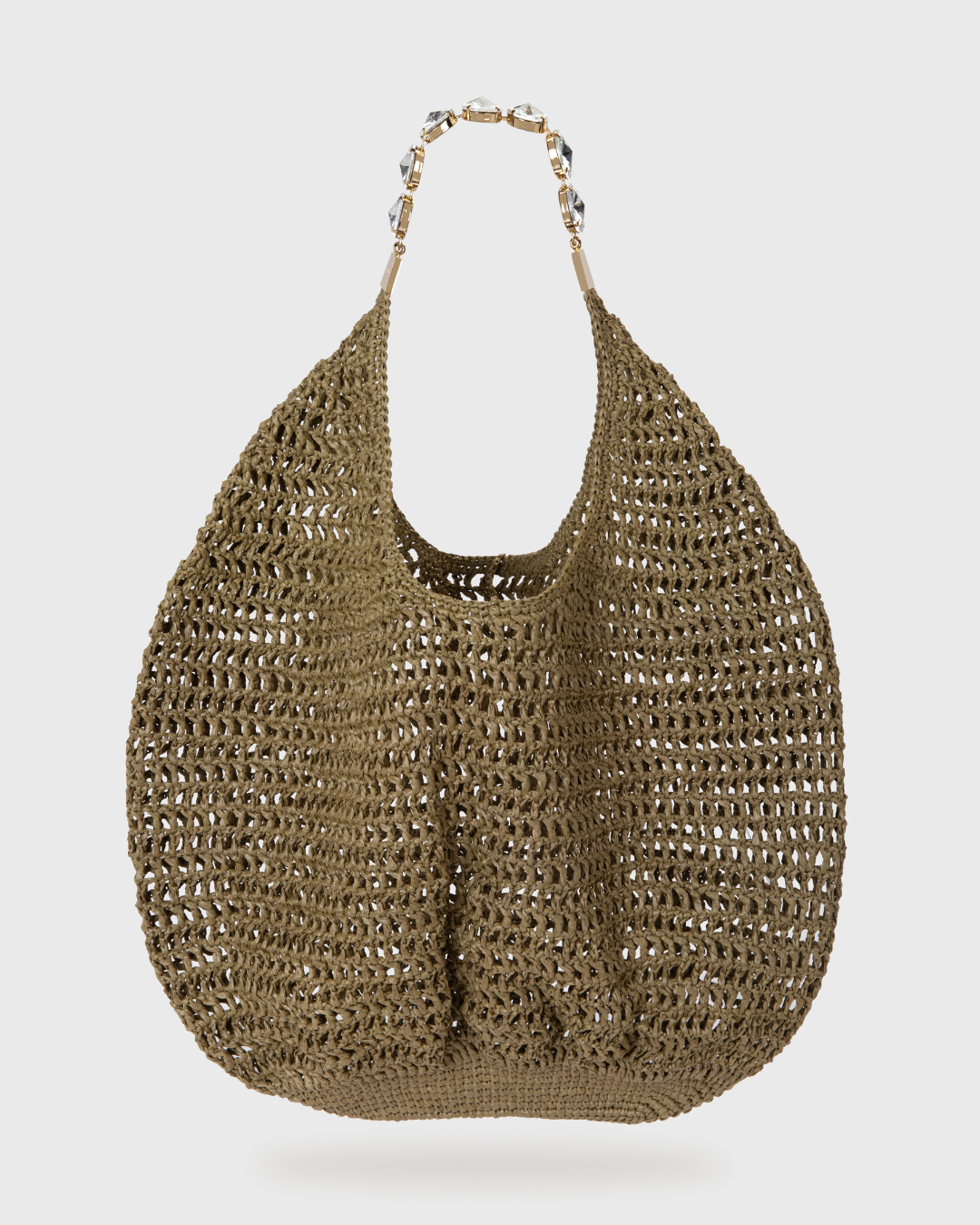 Large Khaki Crochet Tote Bag