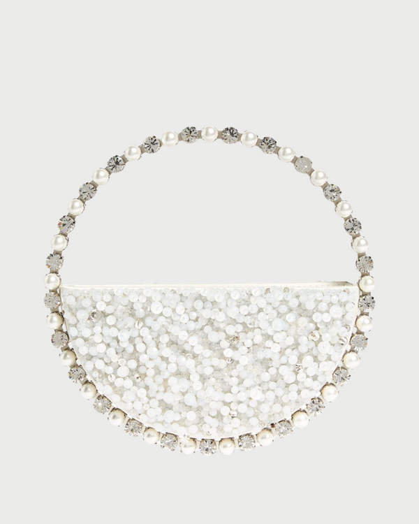 White Beaded Pearlescent Clutch
