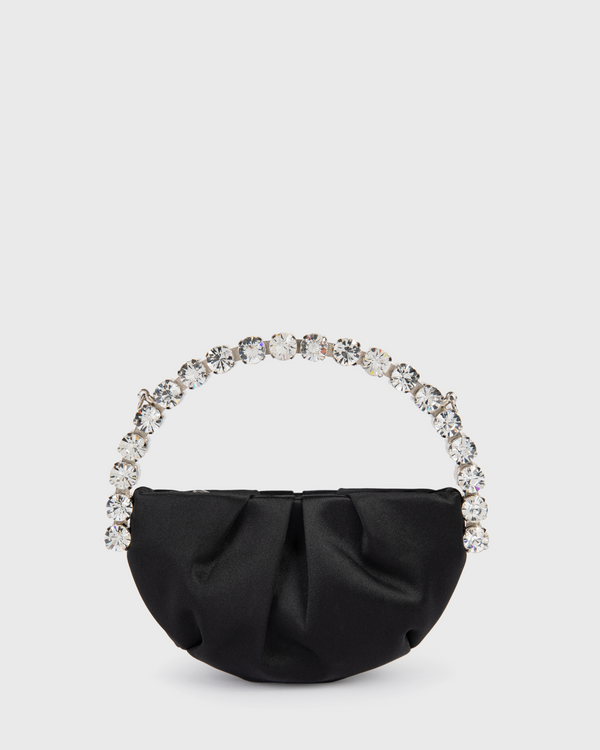 Black Satin Micro Eternity Clutch