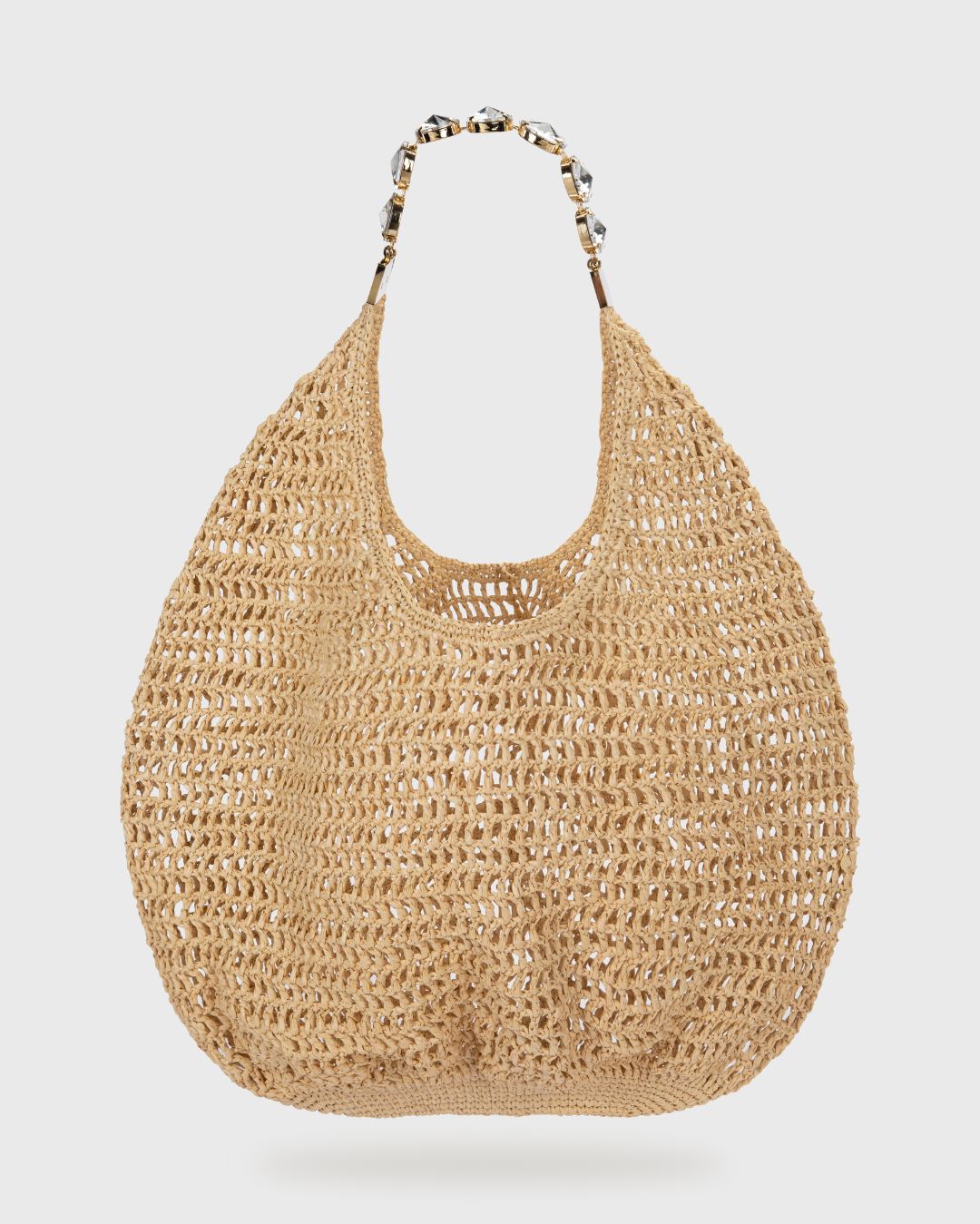 Large Beige Crochet Tote Bag