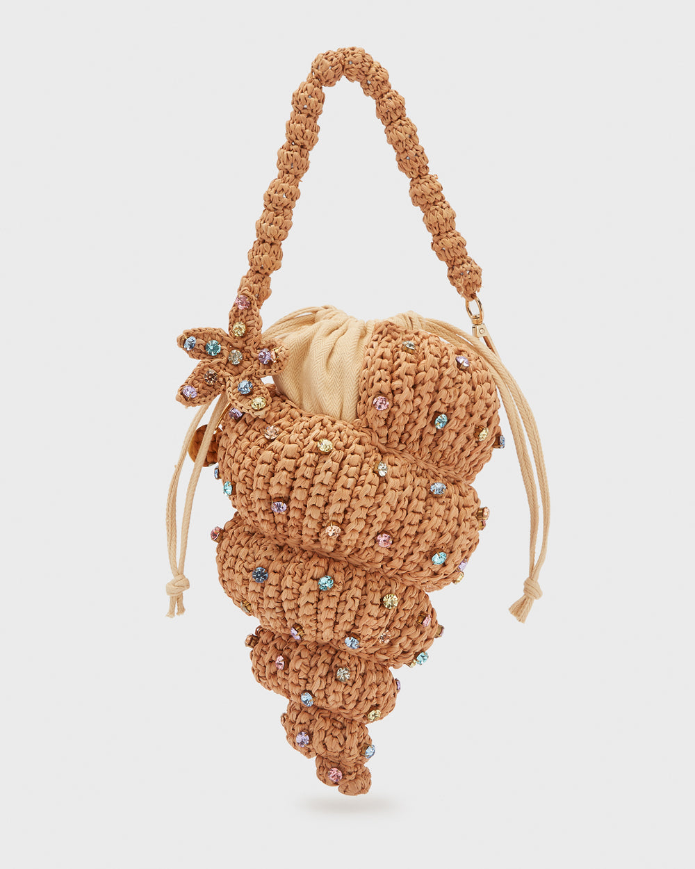 Pastel Raffia Seashell Bag