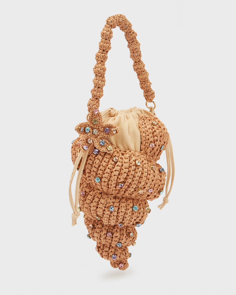Pastel Raffia Seashell Bag