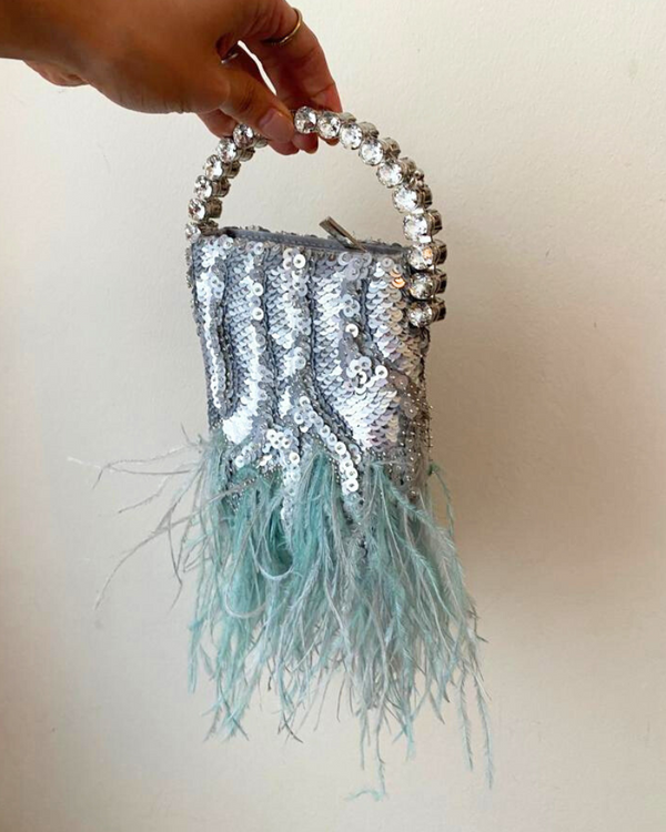 Silver and Blue Feather Micro Fringe Eternity