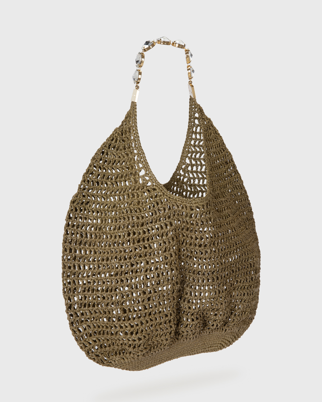 Large Khaki Crochet Tote Bag