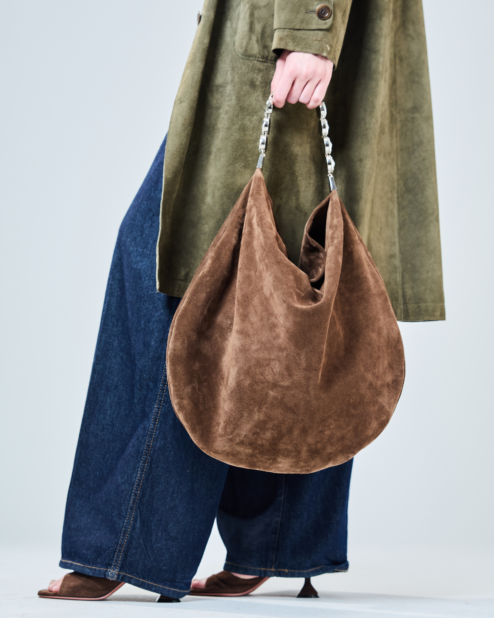 Brown Suede Hobo Bag