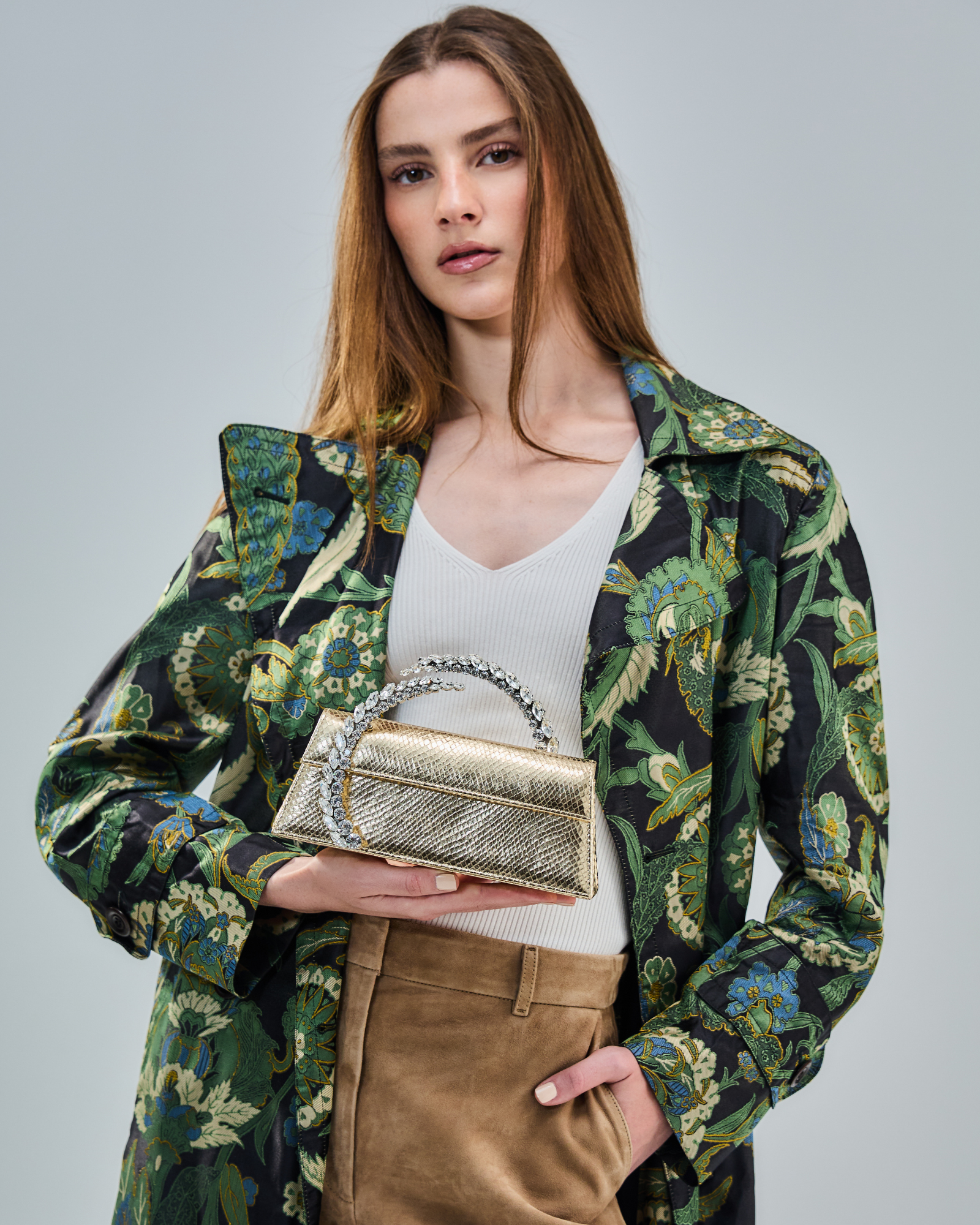 Gold Embossed Karma Clutch