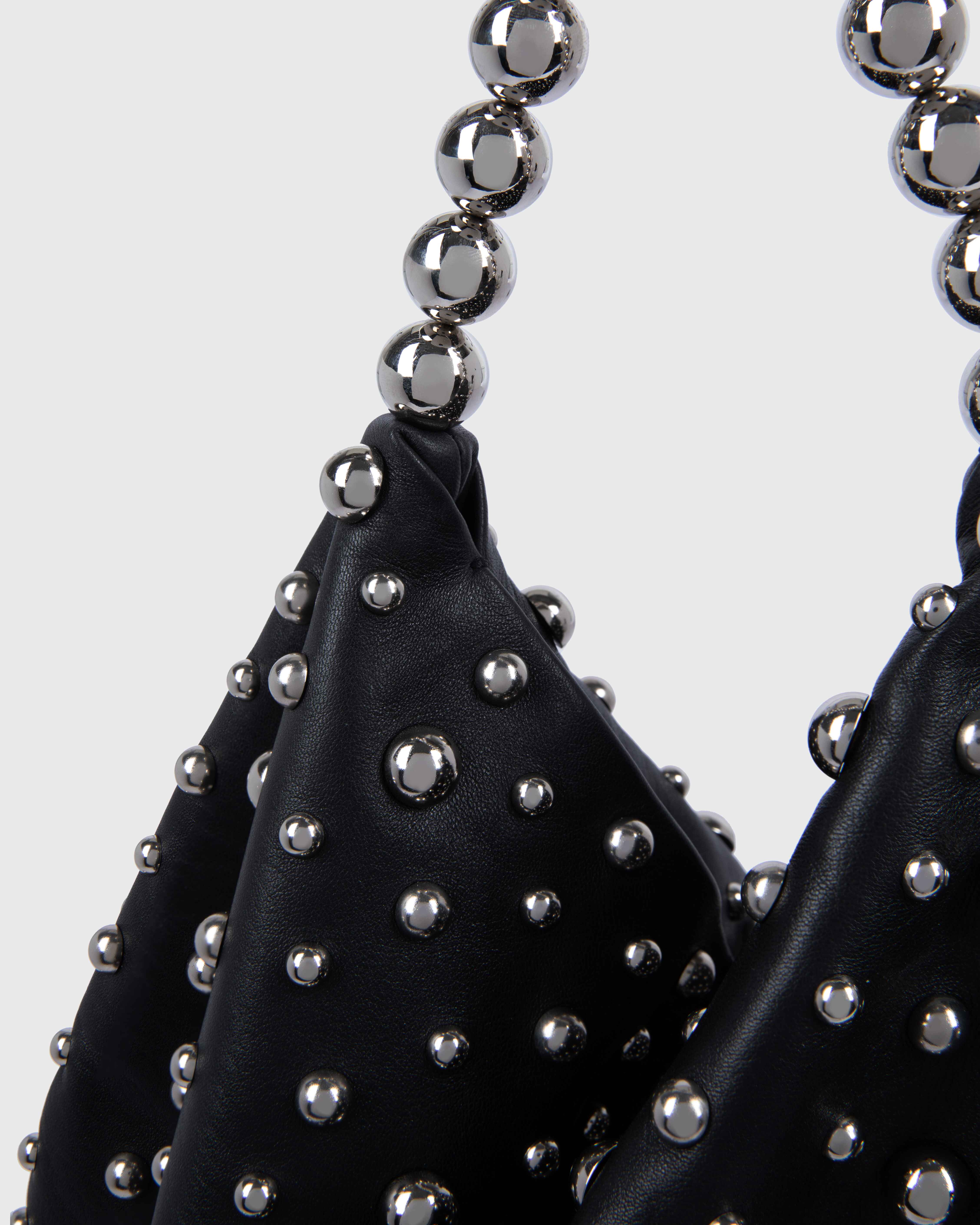 Black Leather Boule Hobo Bag