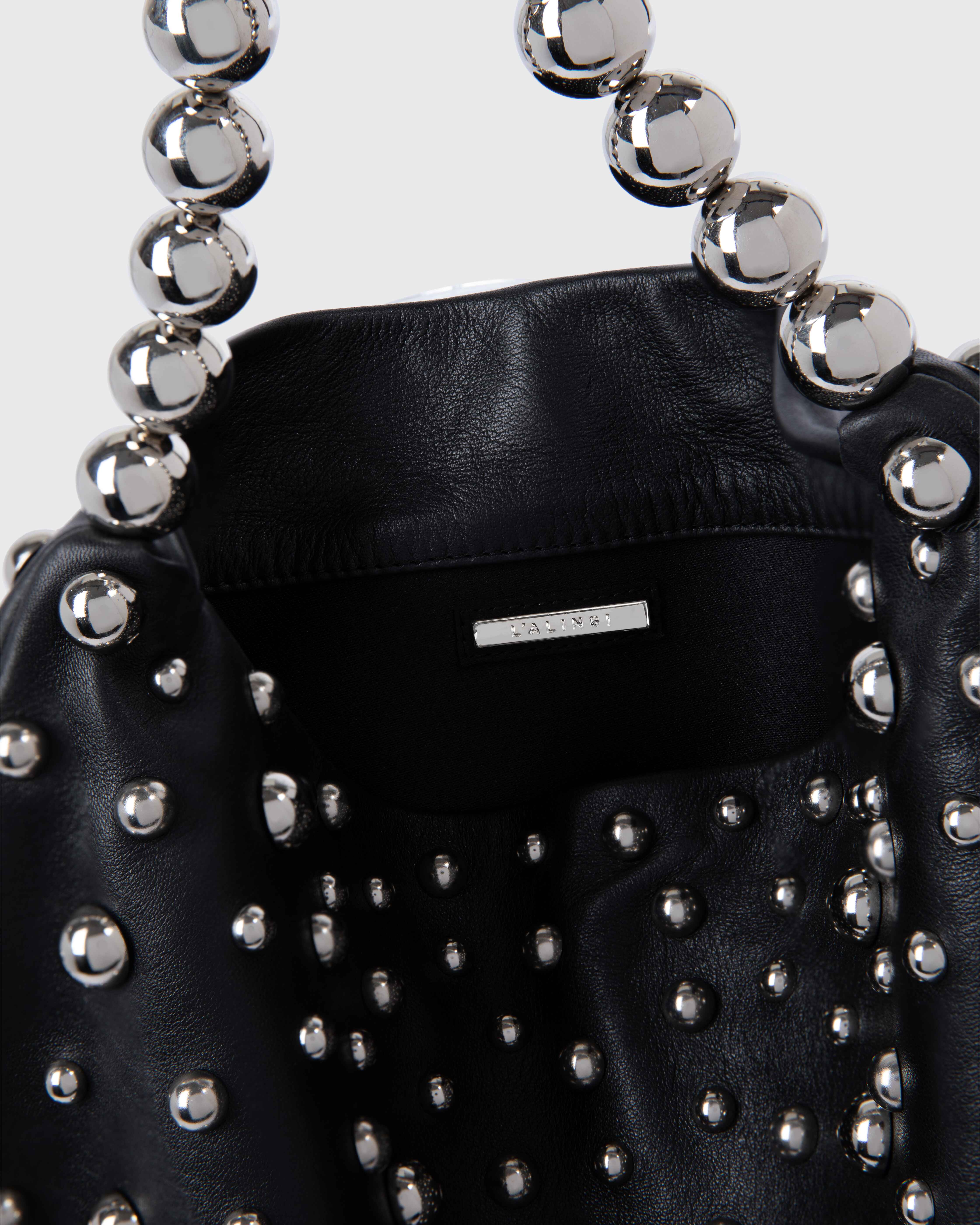 Black Leather Boule Hobo Bag