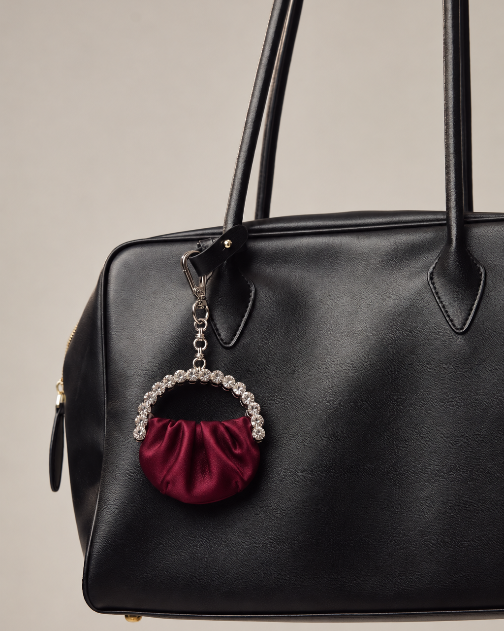 Burgundy Satin Micro Bag Charm