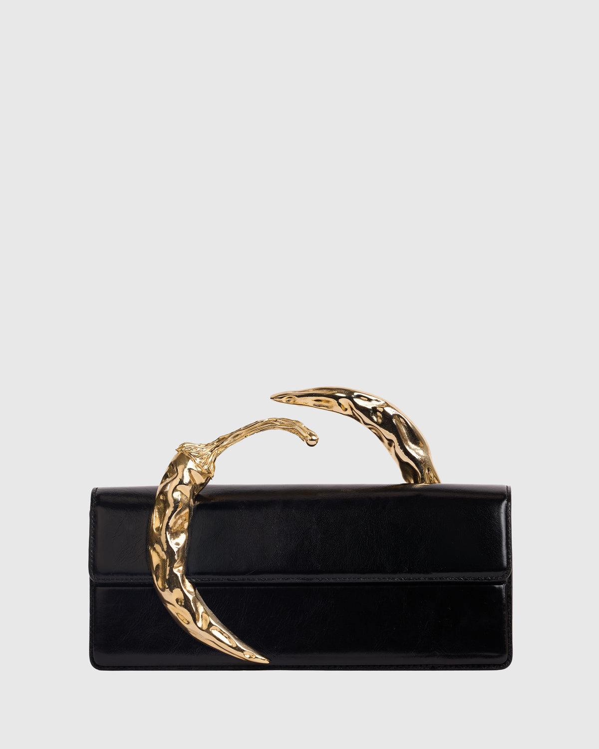 Black & 24k Gold Plated Chili Clutch