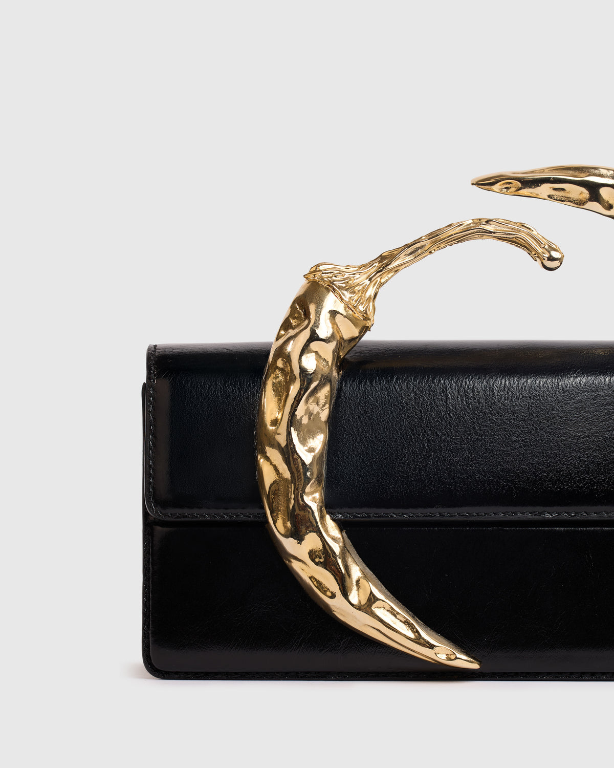 Black & 24k Gold Plated Chili Clutch