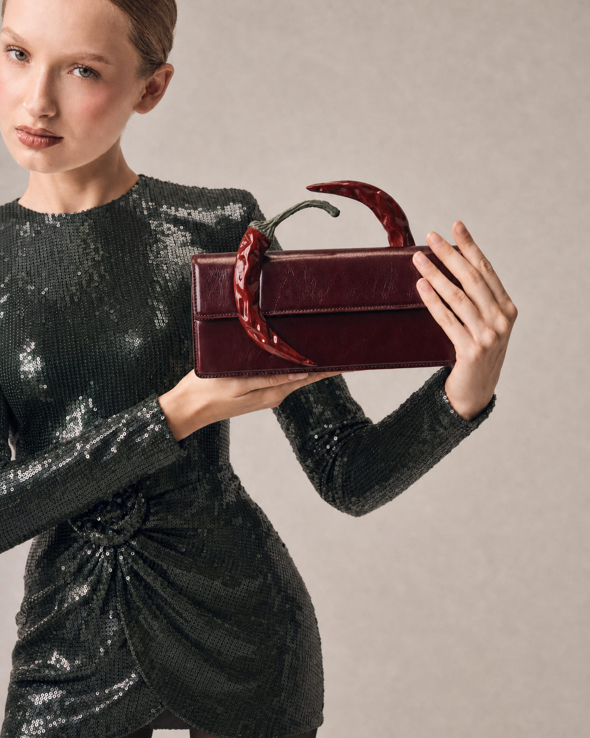Burgundy Chili Clutch