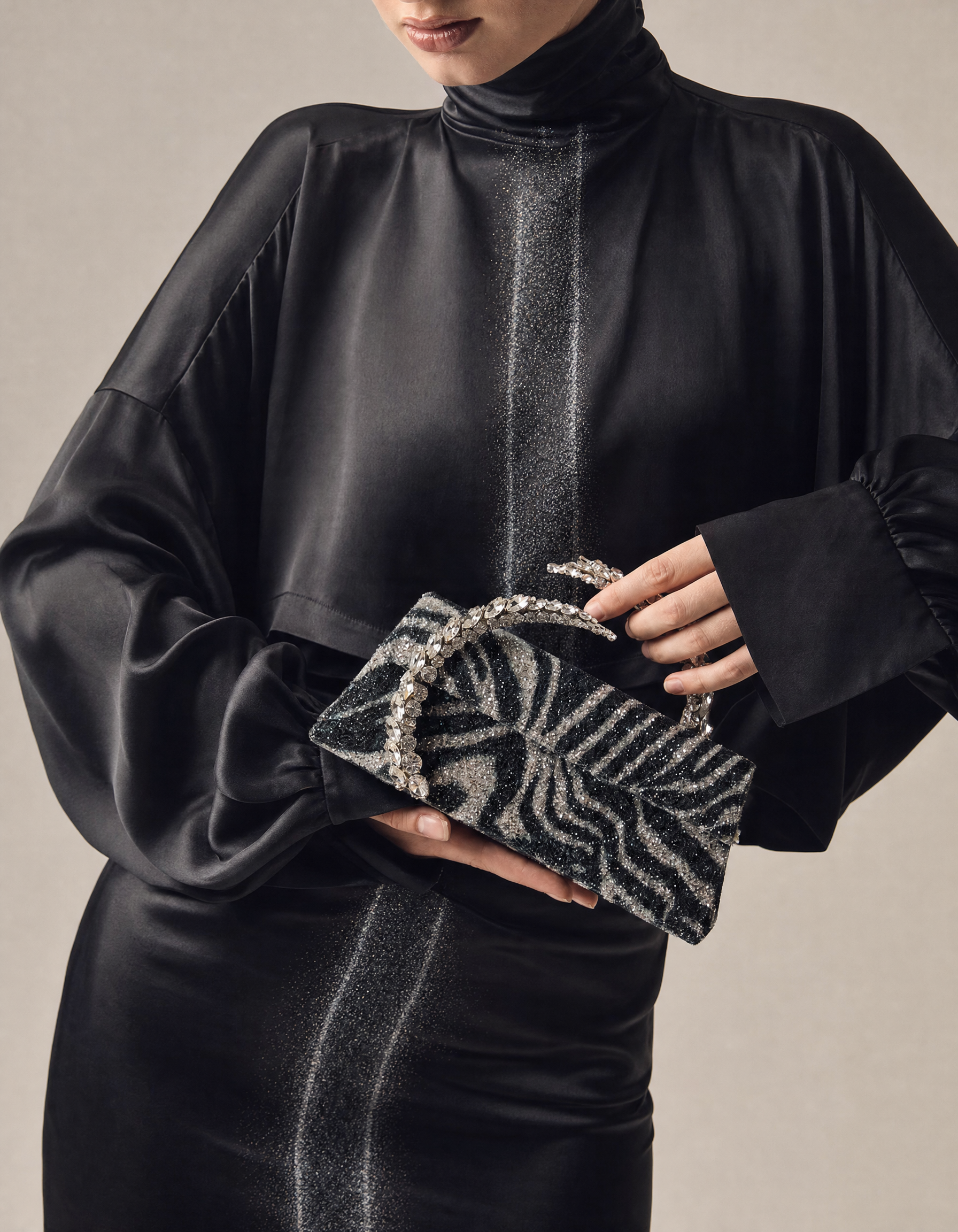 Zebra Glitter Karma Clutch