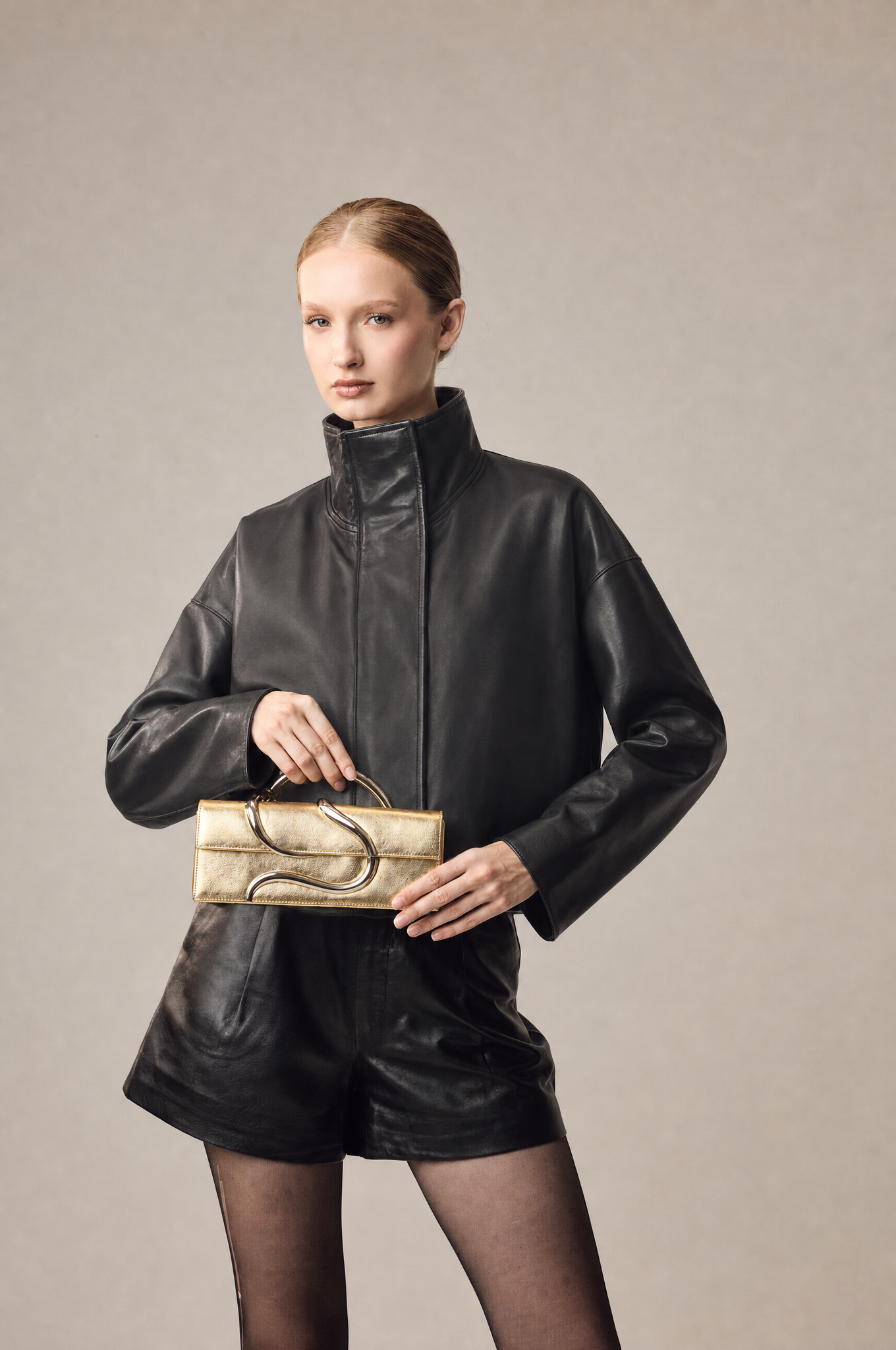 Gold Aura Baguette Clutch
