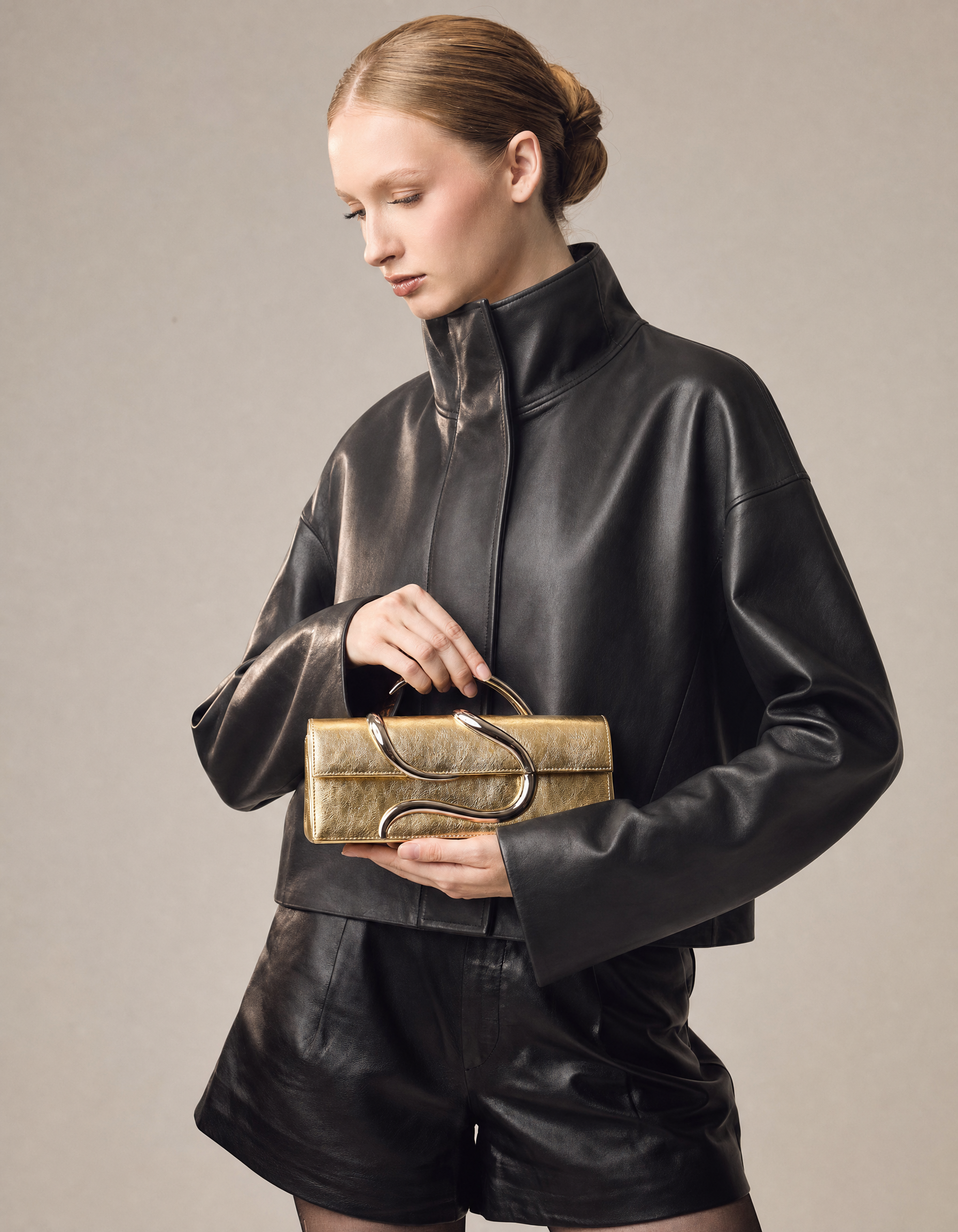 Gold Aura Baguette Clutch
