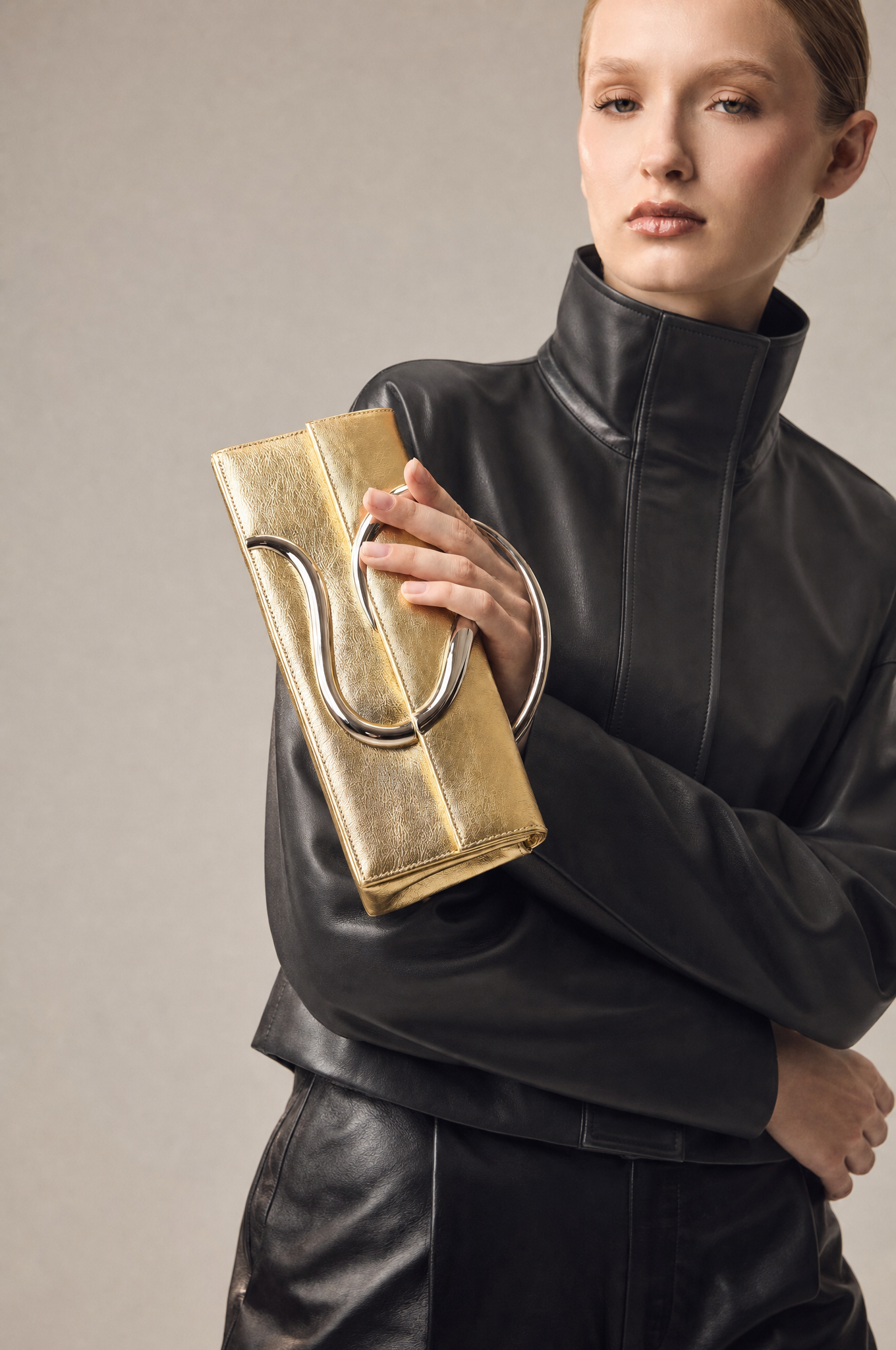 Gold Aura Baguette Clutch