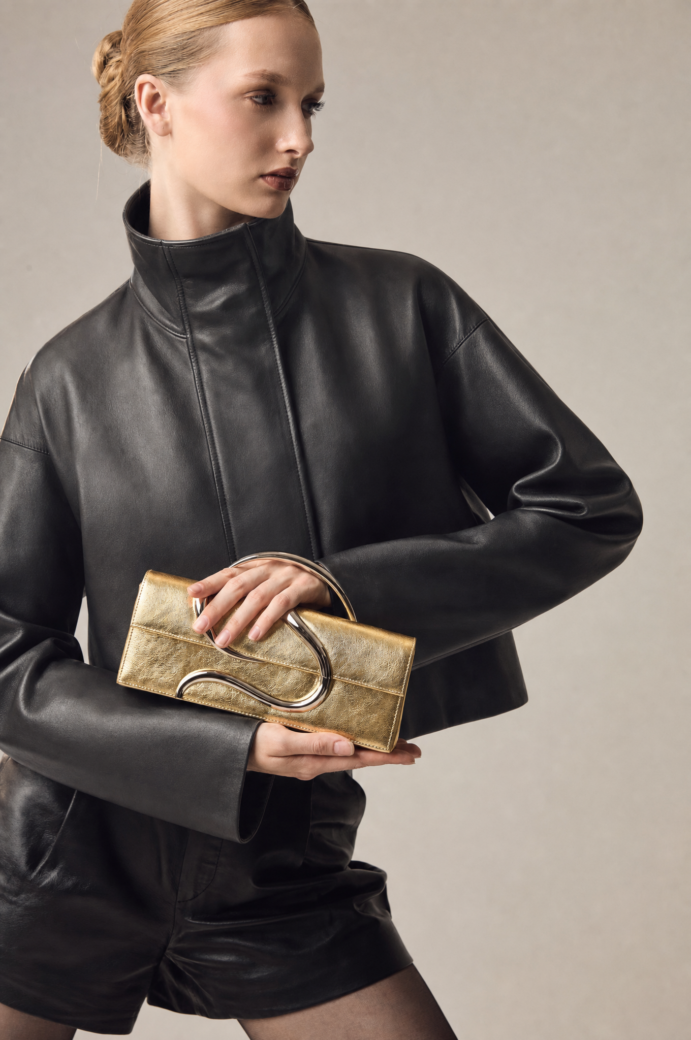 Gold Aura Baguette Clutch